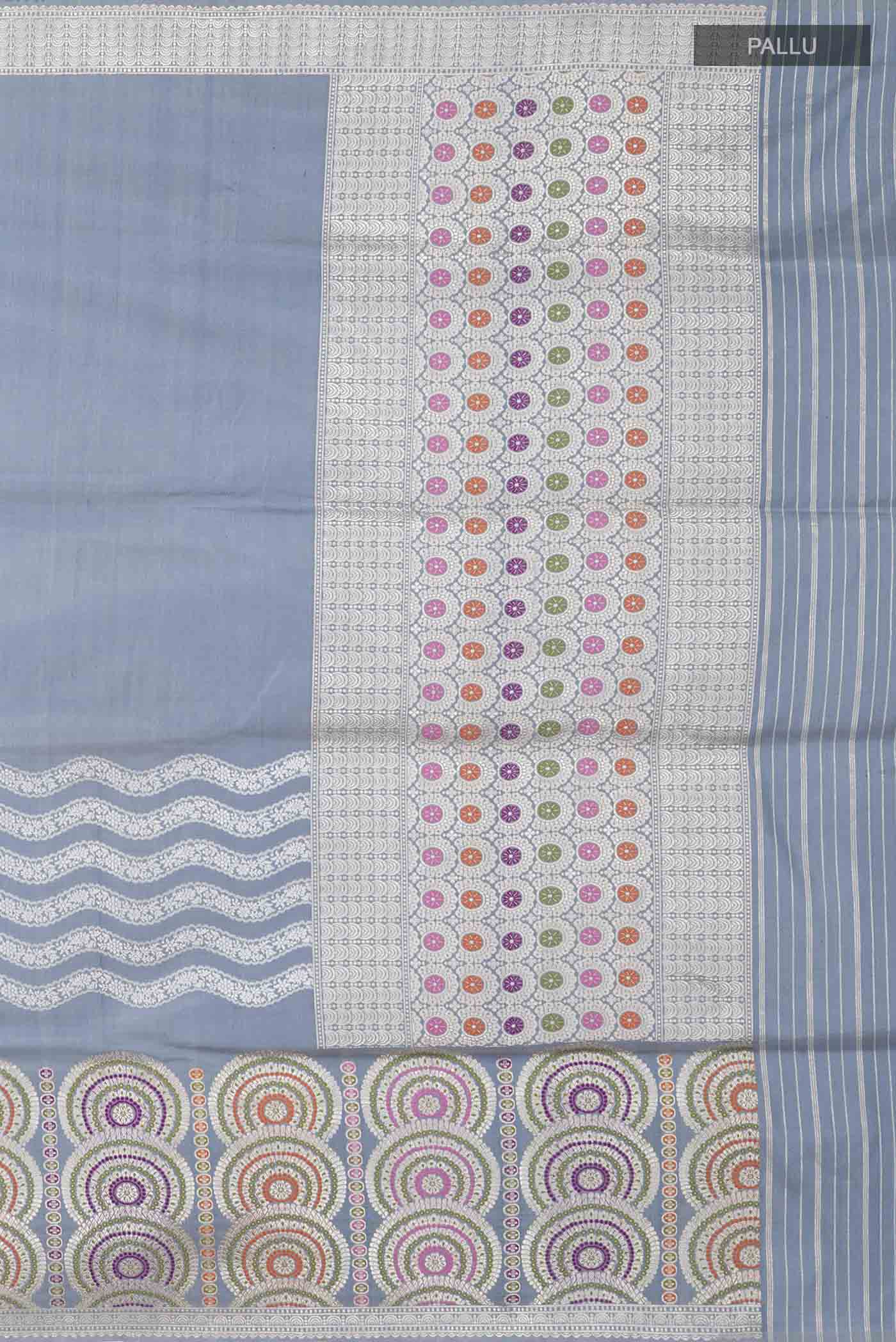 Grey Banarasi Silk Saree - Image 7
