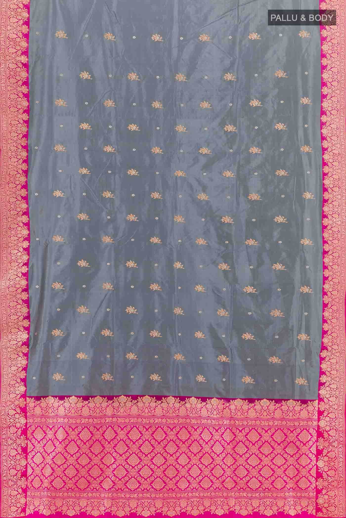 Grey Banarasi Katan Silk Saree - Image 3