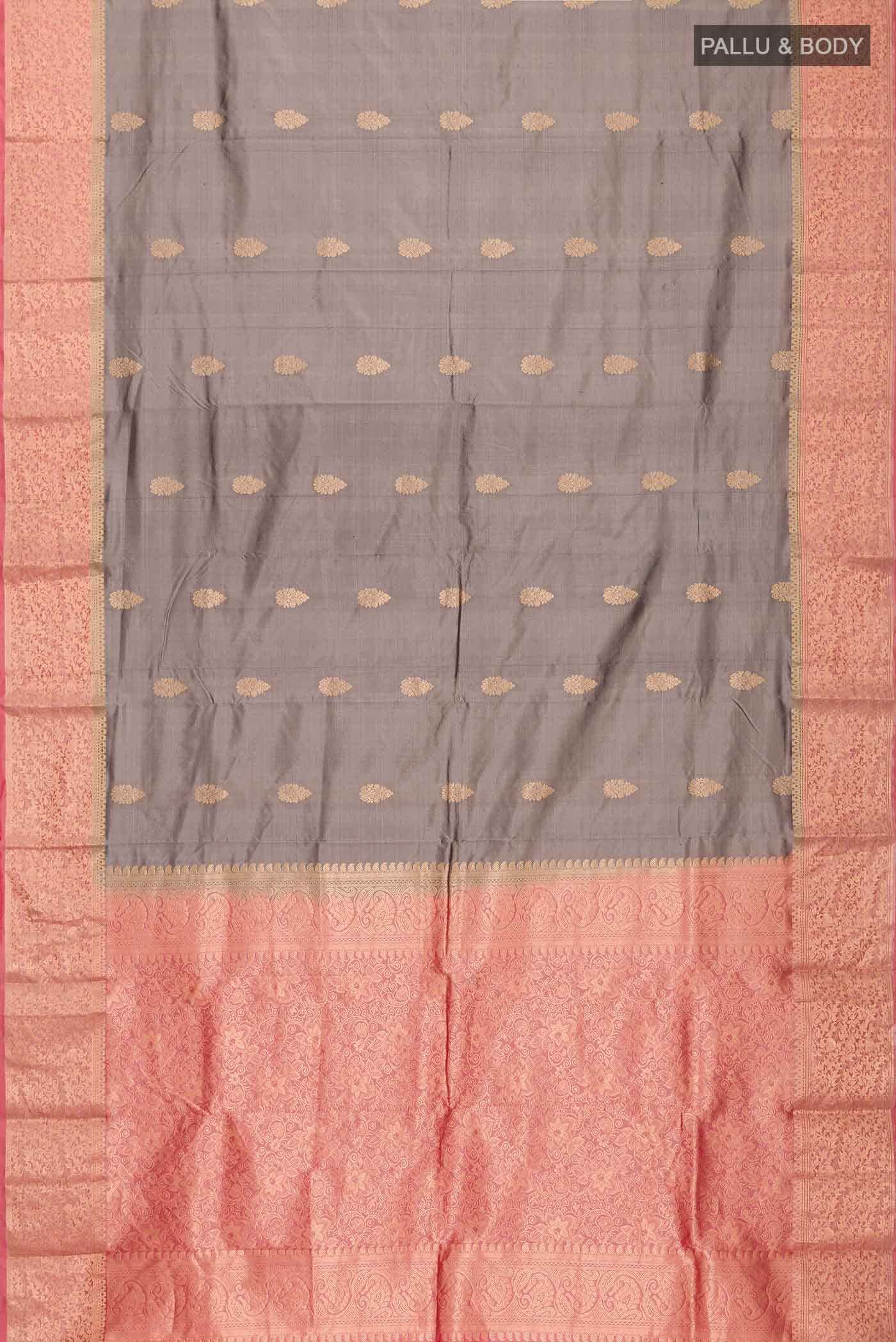 Grey Bangalore Silk - kadyal Saree - Image 3