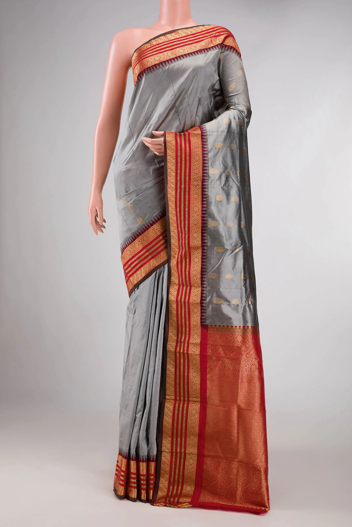 Grey Bangalore Silk Saree