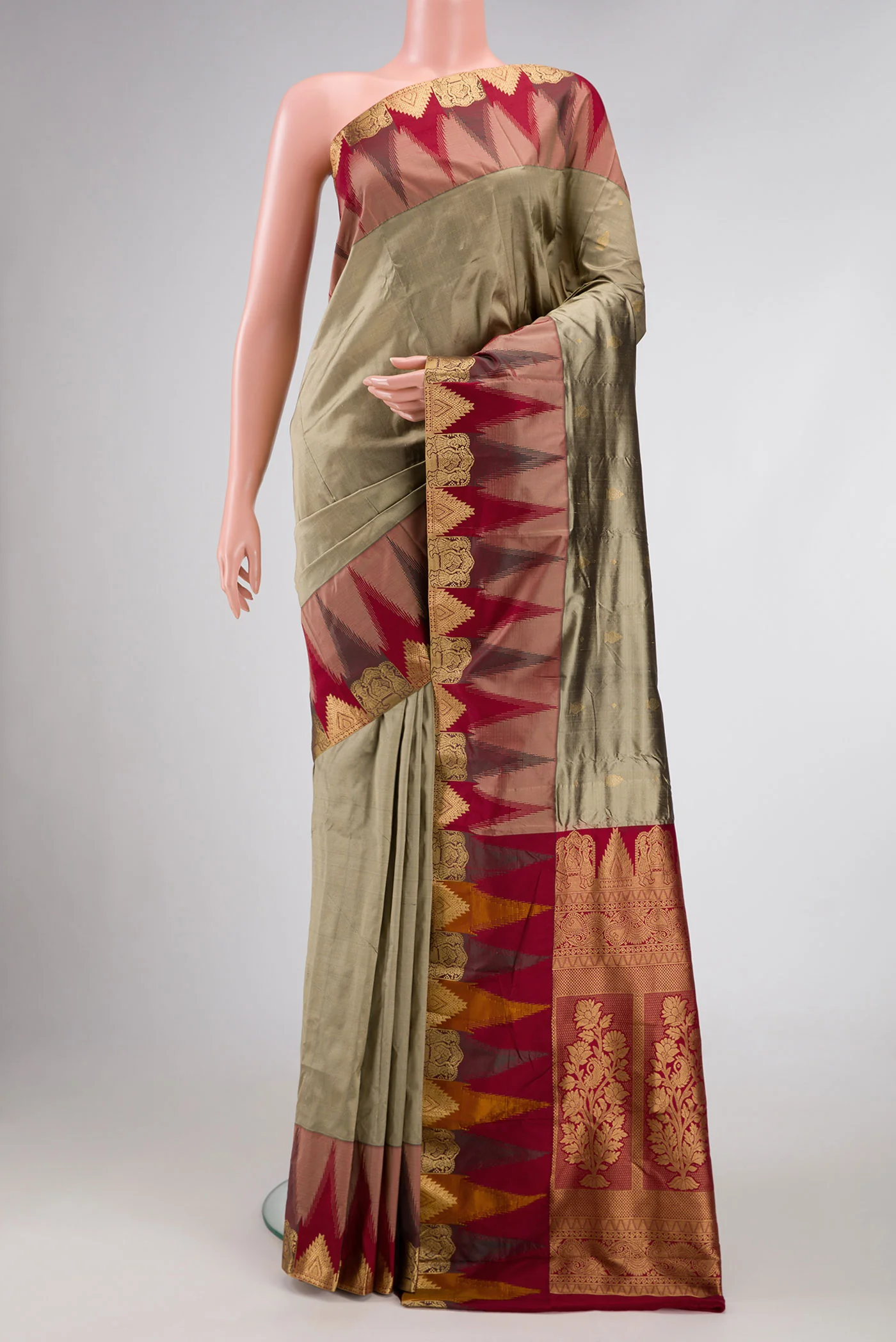 Grey Bangalore Silk Saree