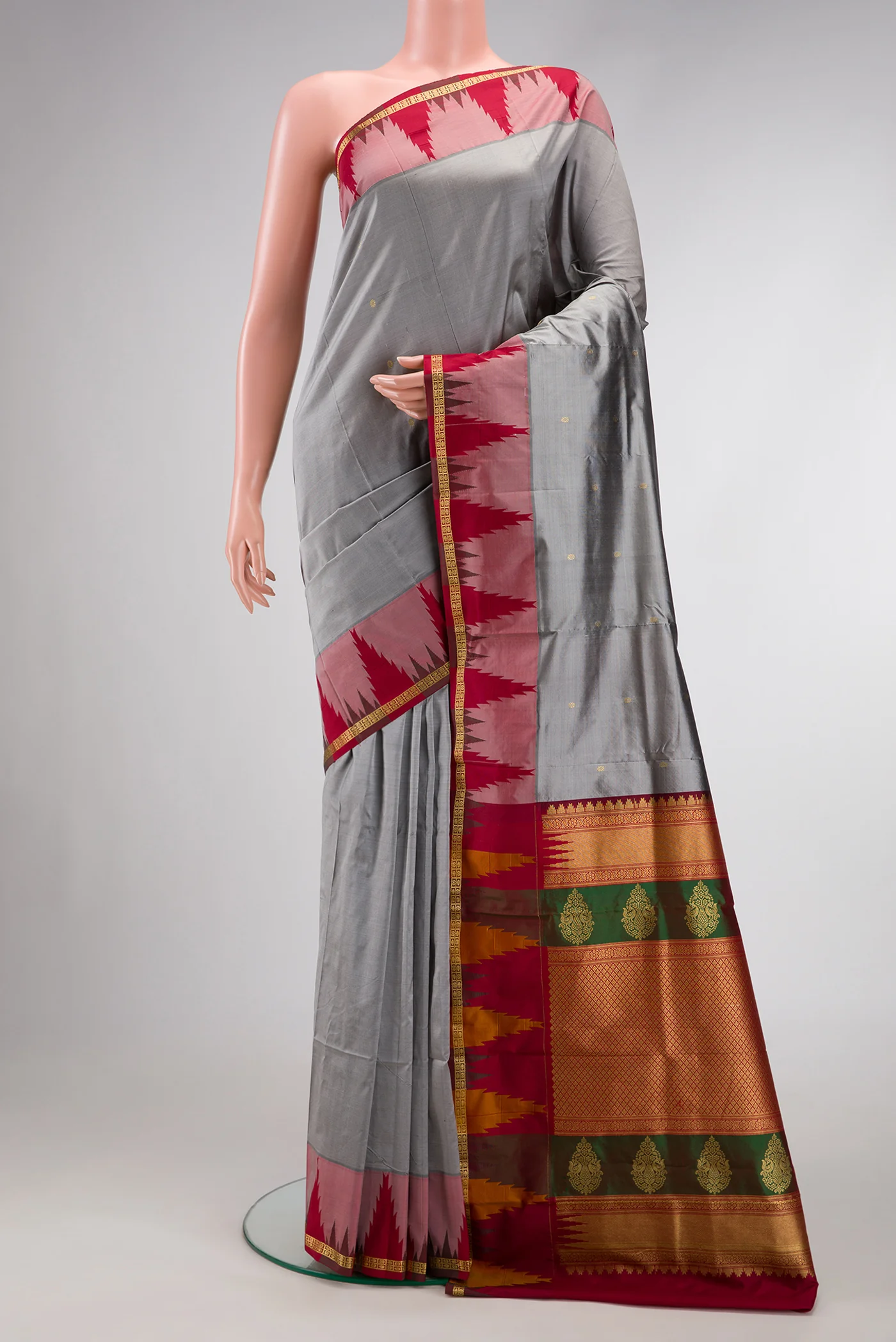 Grey Bangalore Silk Saree
