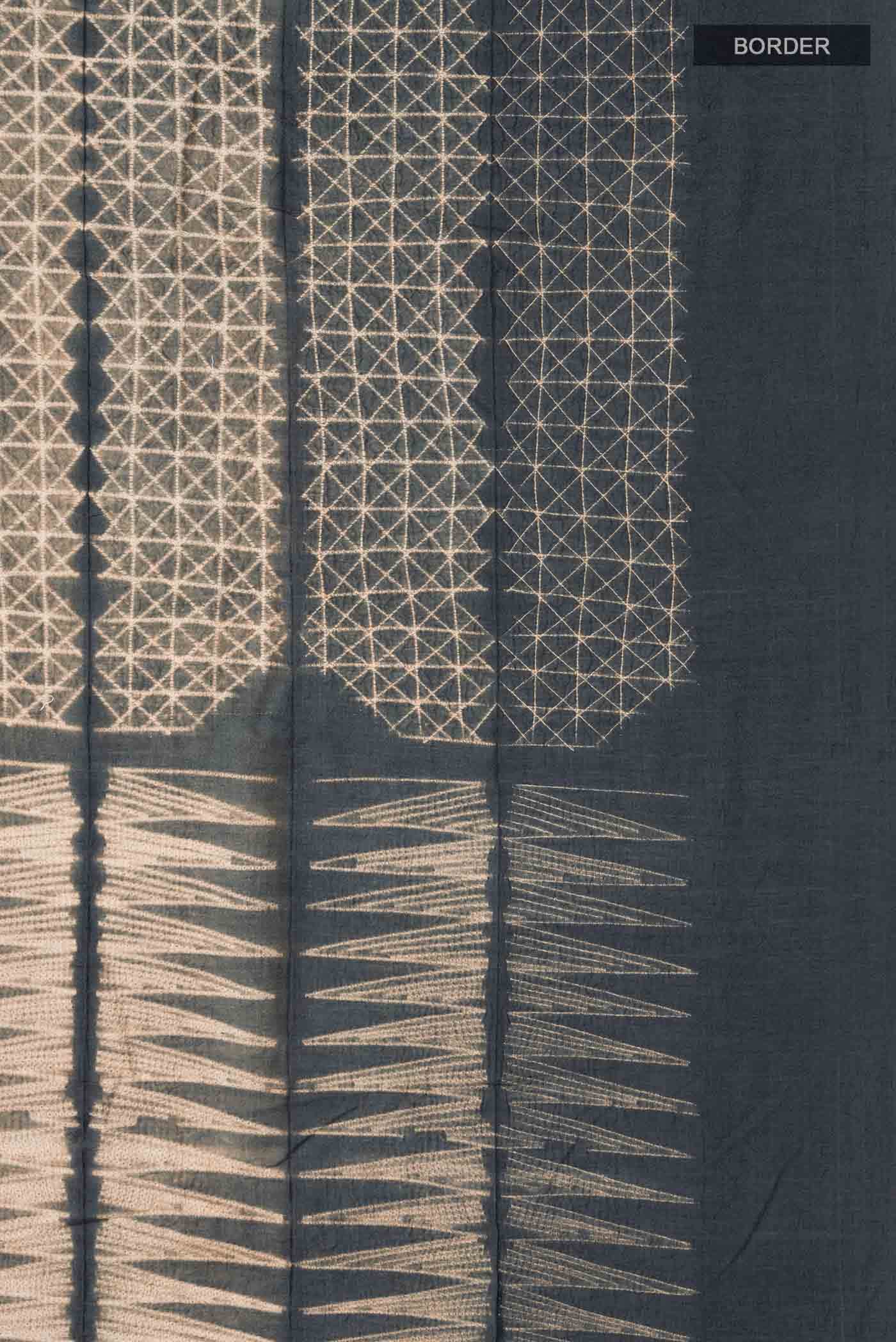 Grey Bhagalpuri Tussar Silk Saree - Image 4