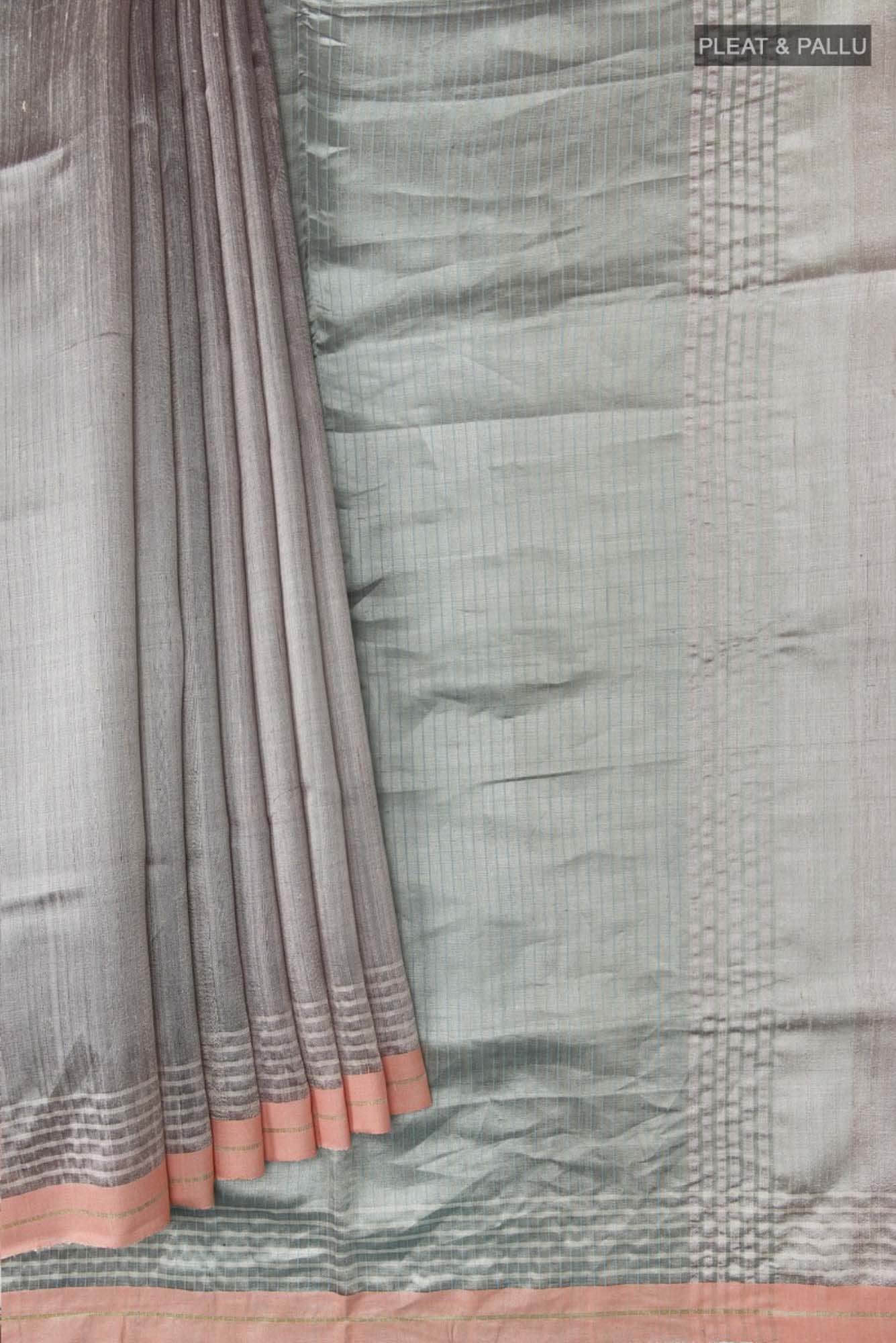 Bhavi-Silver Bhagalpuri Tussar Silk Saree - Image 2