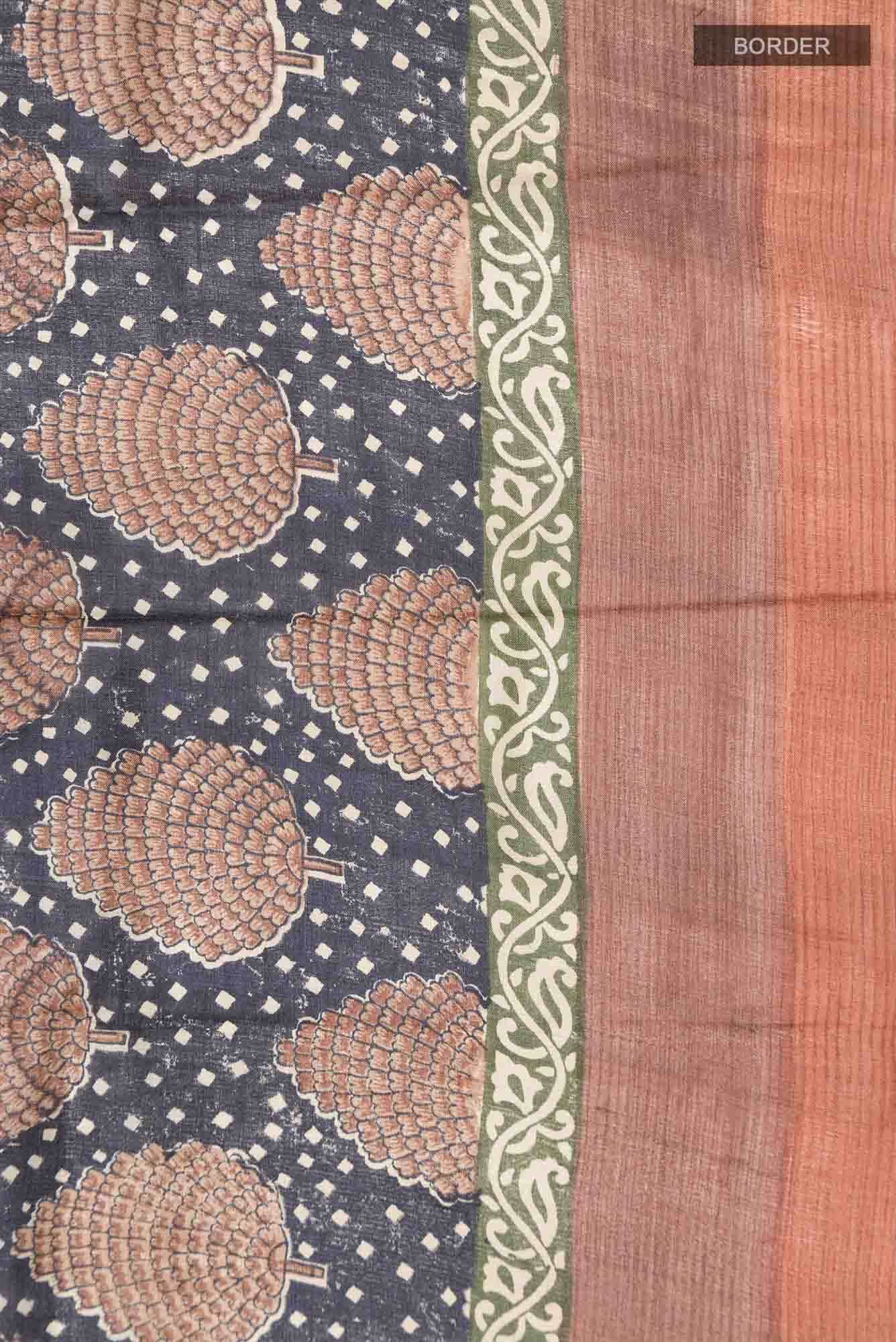 Grey Bhagalpuri Tussar Silk Saree - Image 4