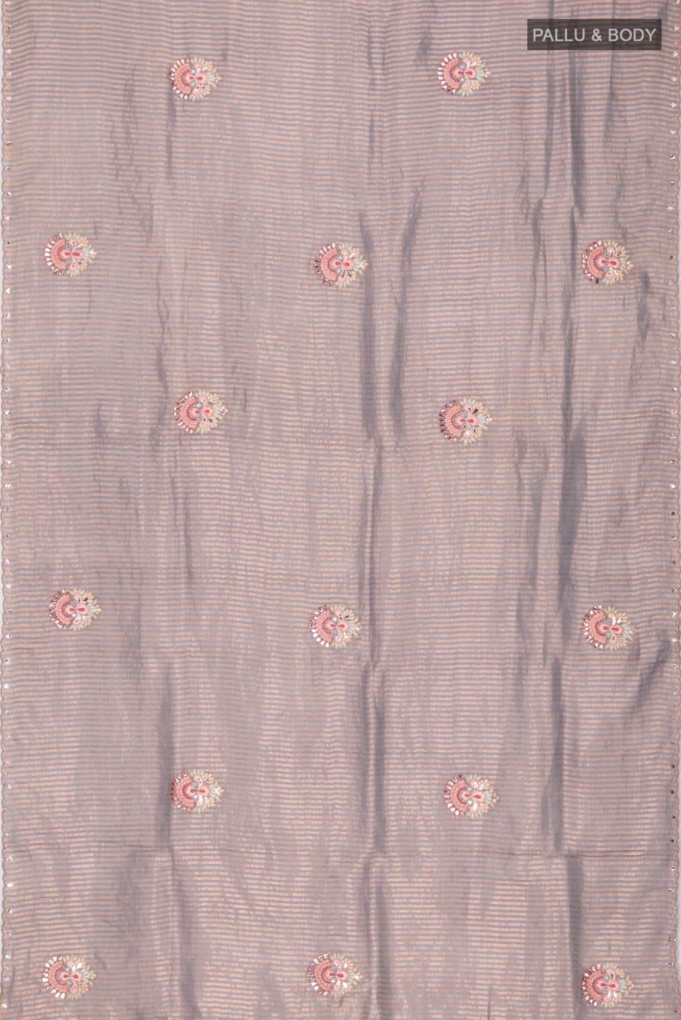 Grey Bhagalpuri Tussar Silk Saree - Image 4