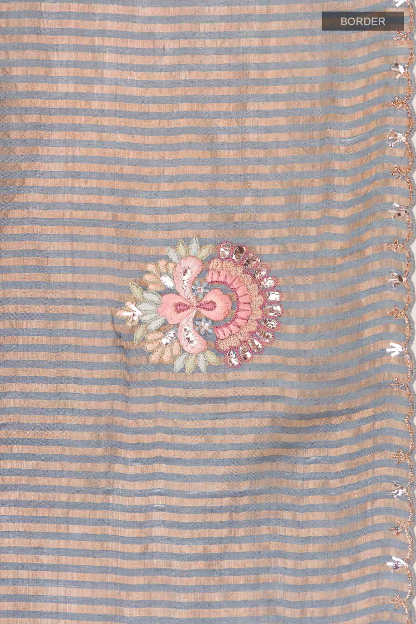 Grey Bhagalpuri Tussar Silk Saree - Image 5