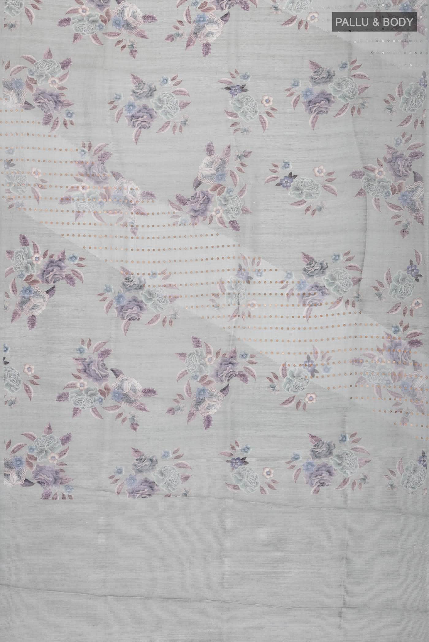 Grey Bhagalpuri Tussar Silk Saree - Image 4