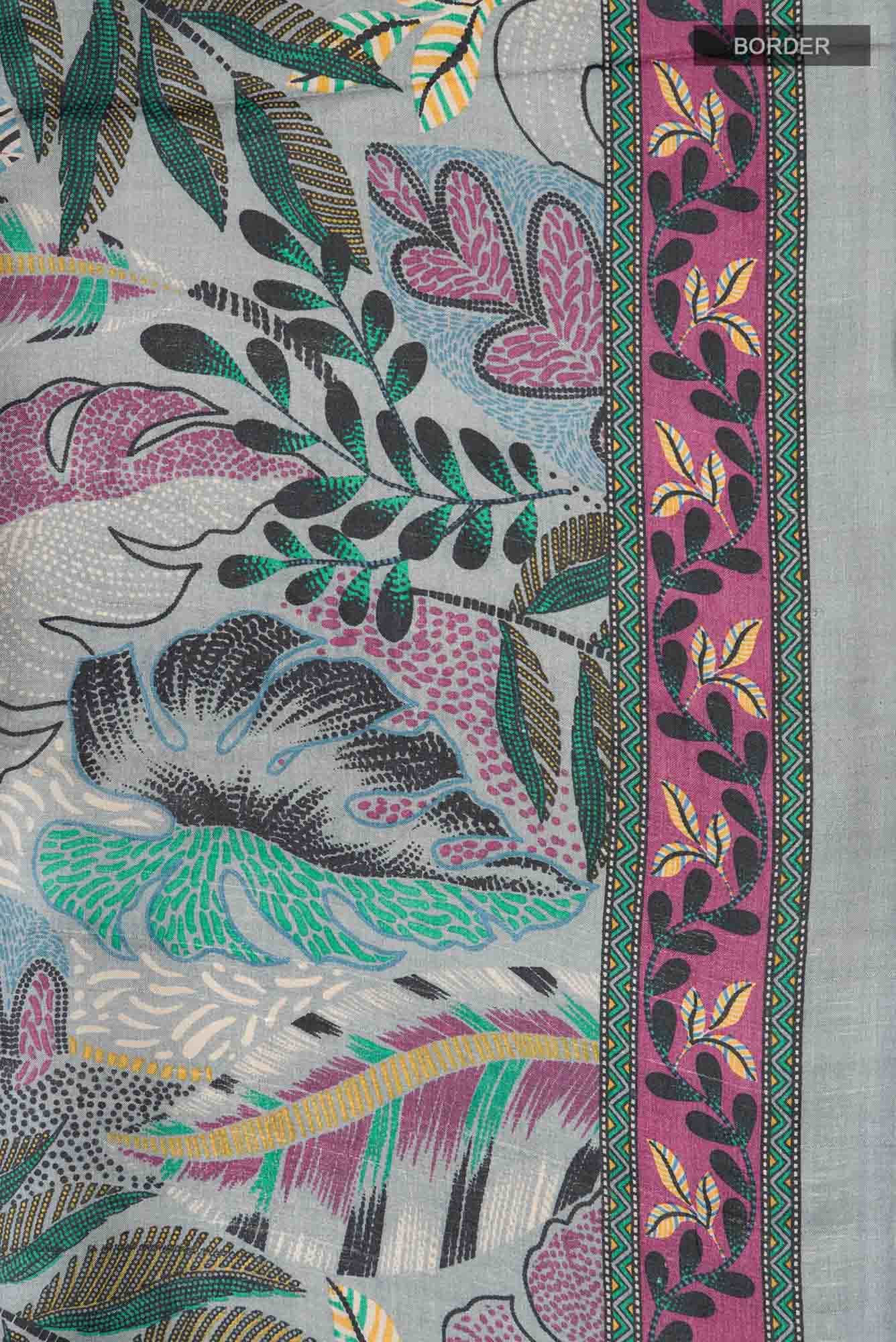 Grey Bhagalpuri Tussar Silk Saree - Image 4