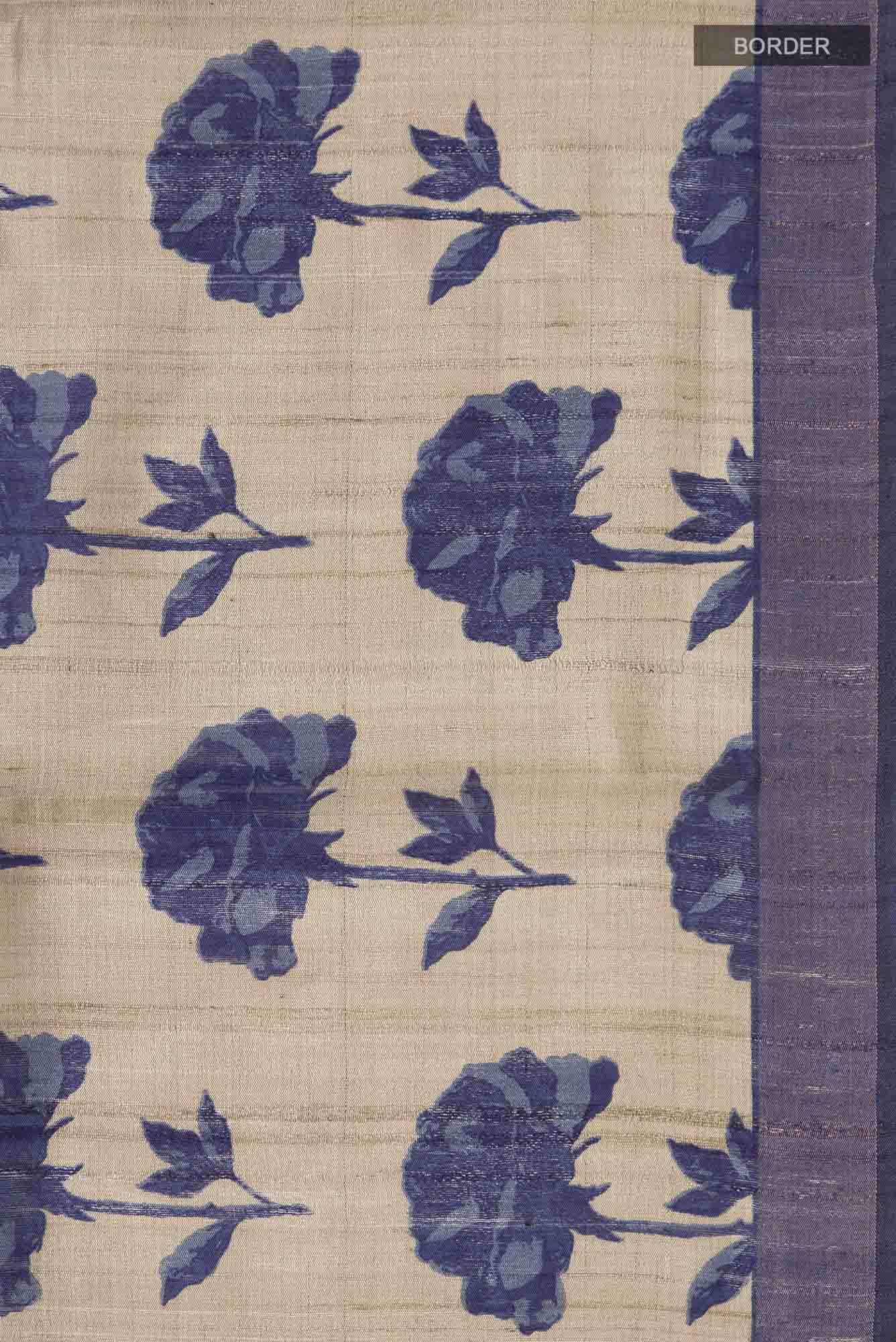 Grey Bhagalpuri Tussar Silk Saree - Image 4