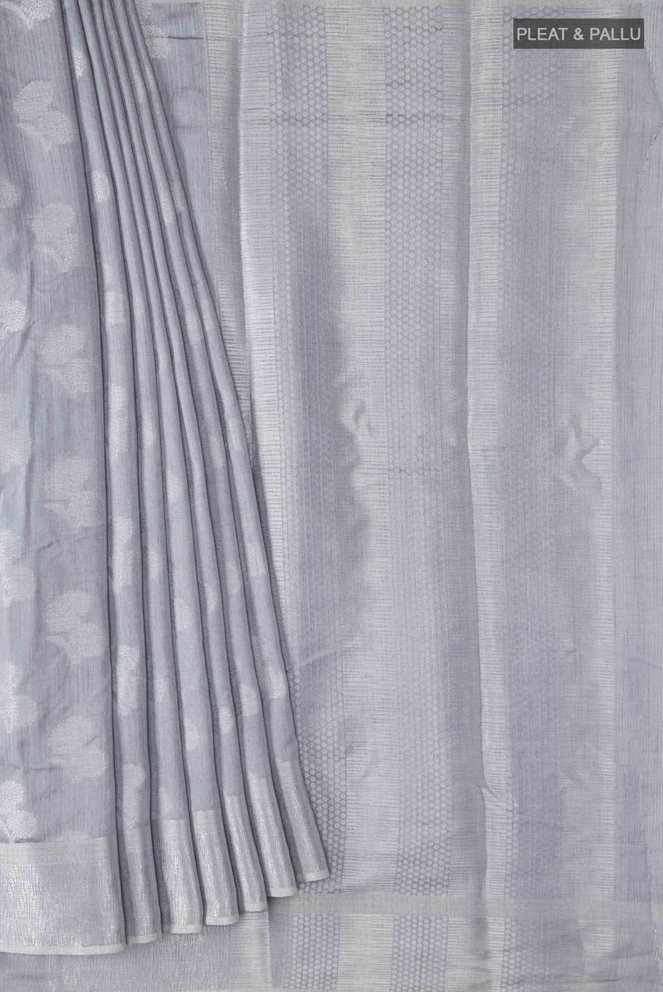 Grey Blended Art Silk Saree - Image 2