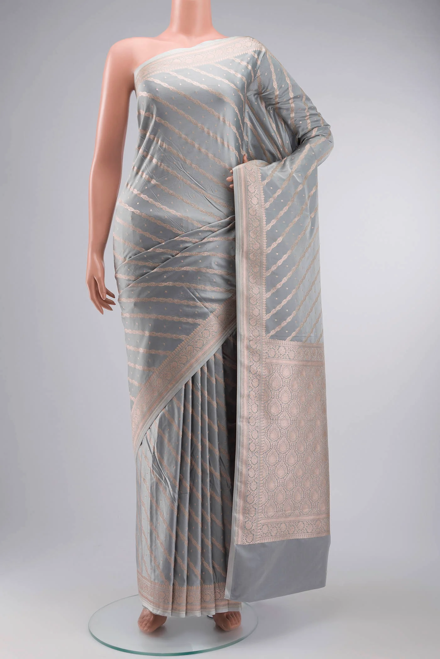 Grey Blended Banarasi Silk Saree