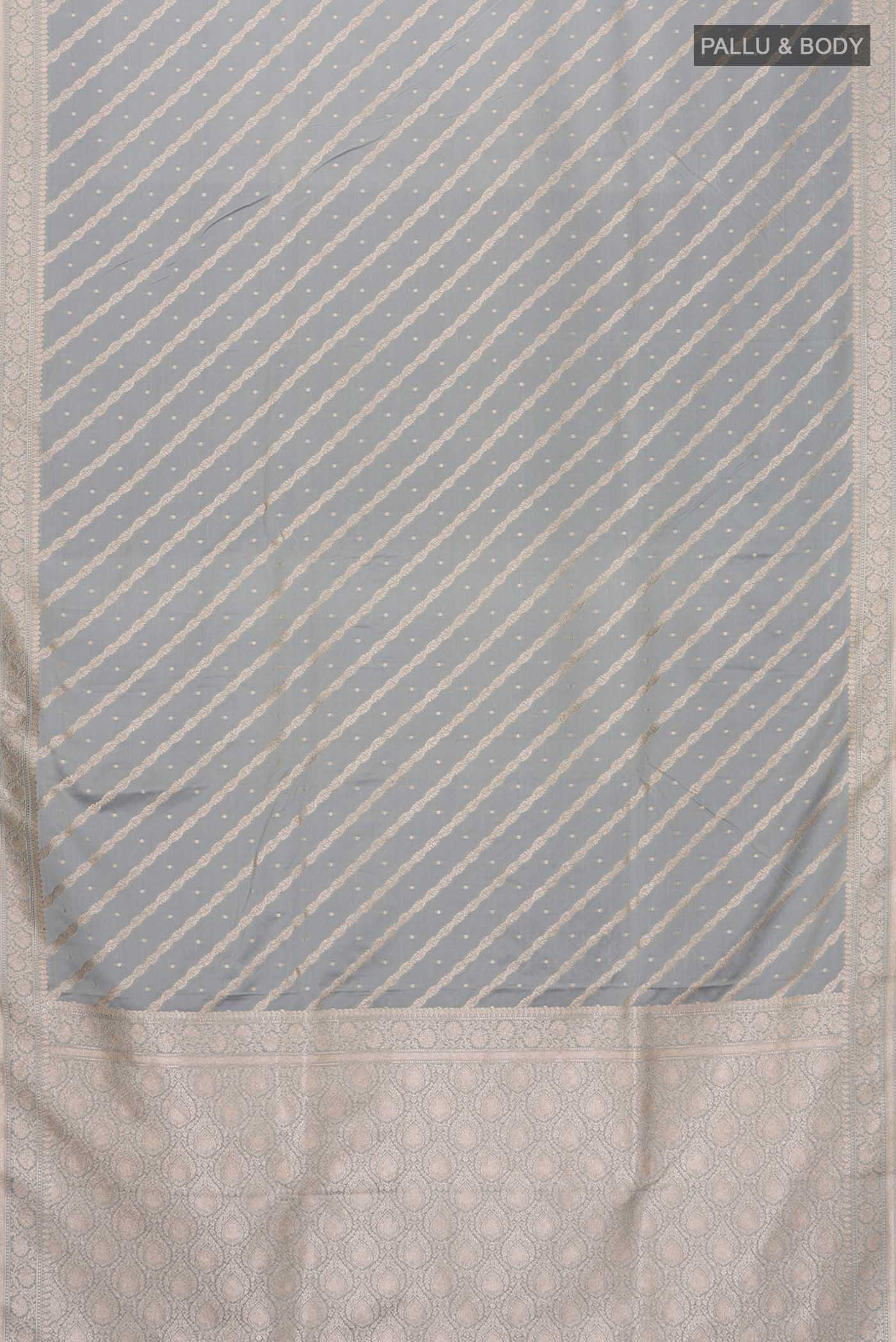 Grey Blended Banarasi Silk Saree - Image 3