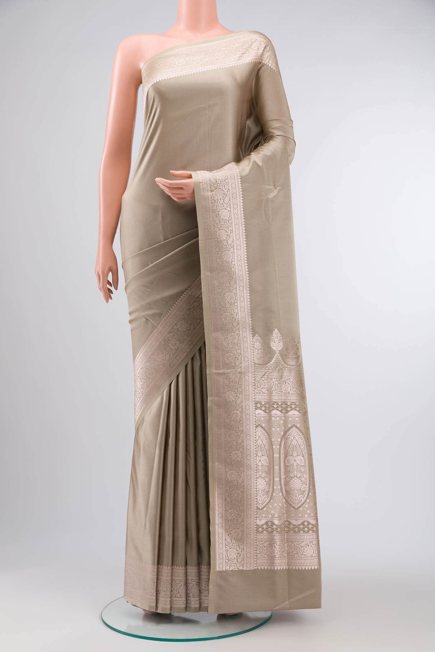 Grey Blended Banarasi Silk Saree