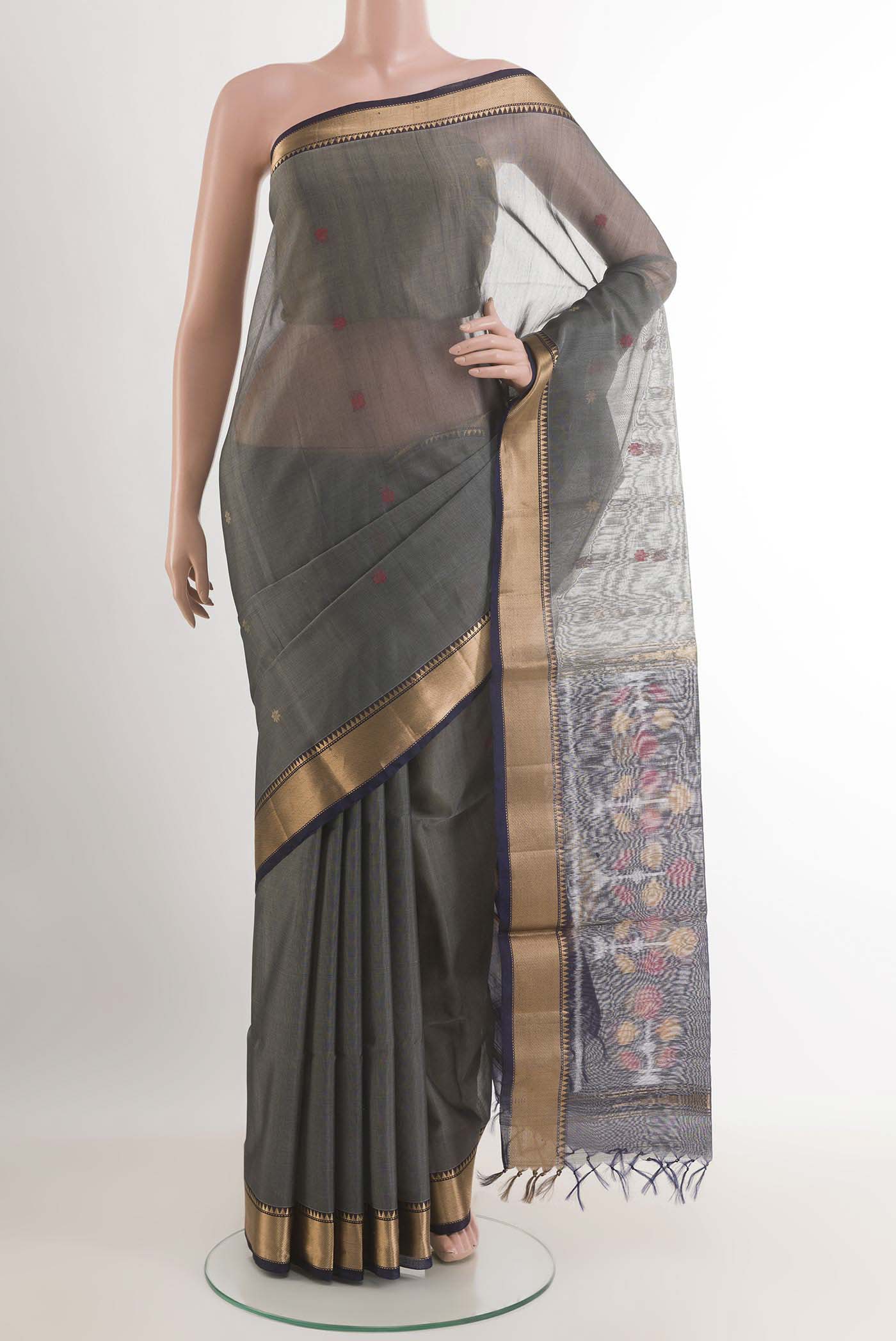 Grey Silk Cotton Saree