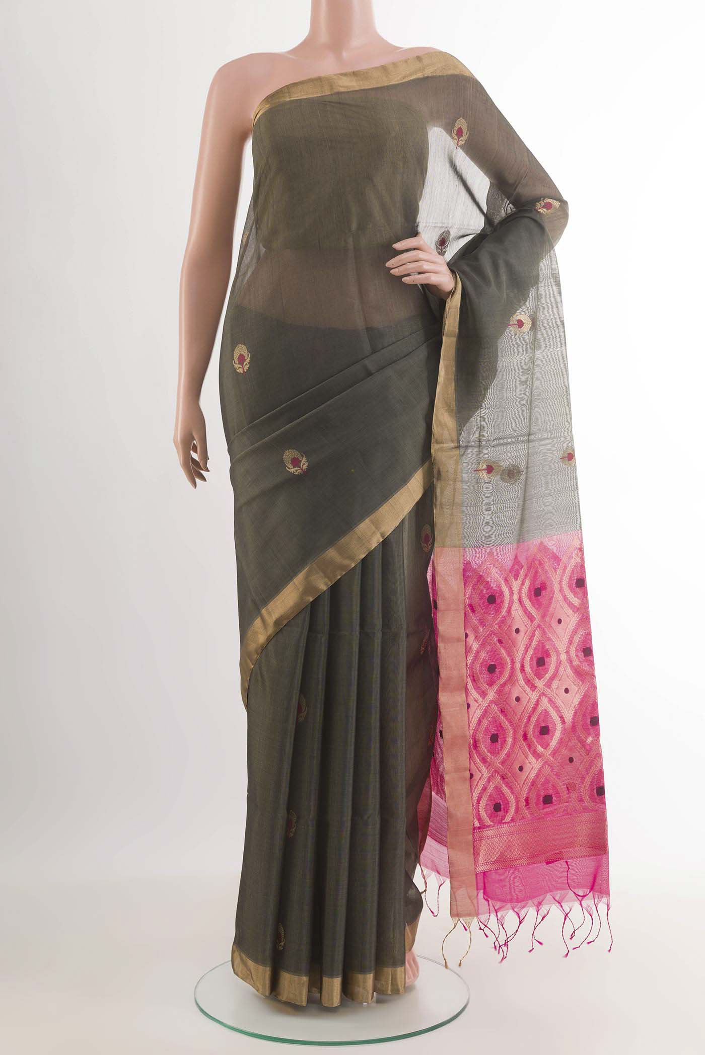 Grey Silk Cotton Saree