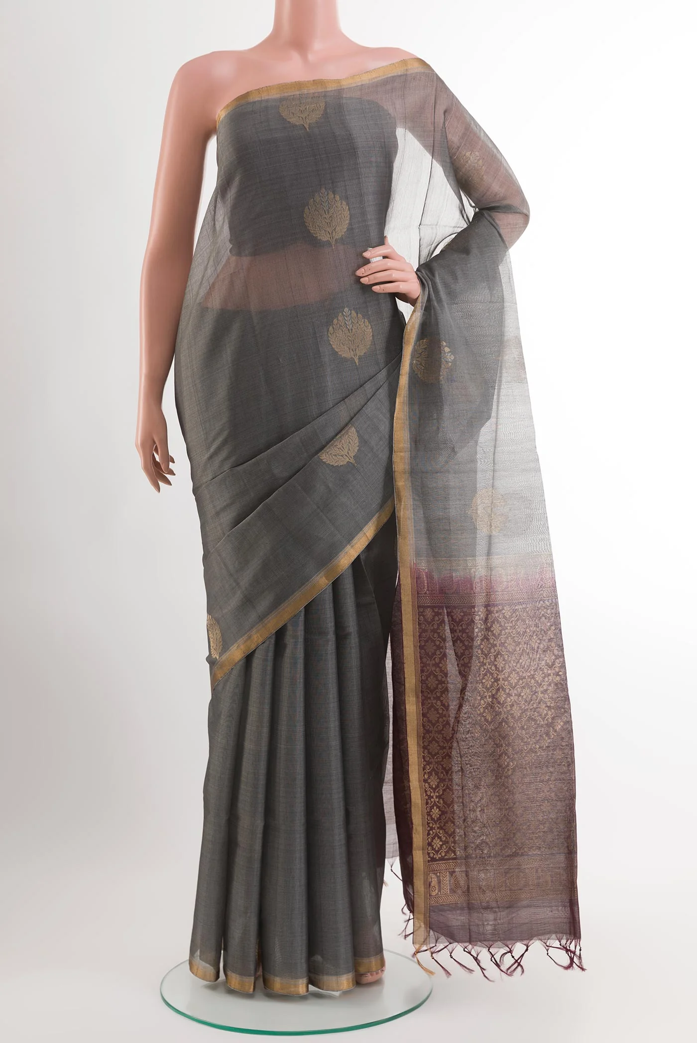 Grey Silk Cotton Saree