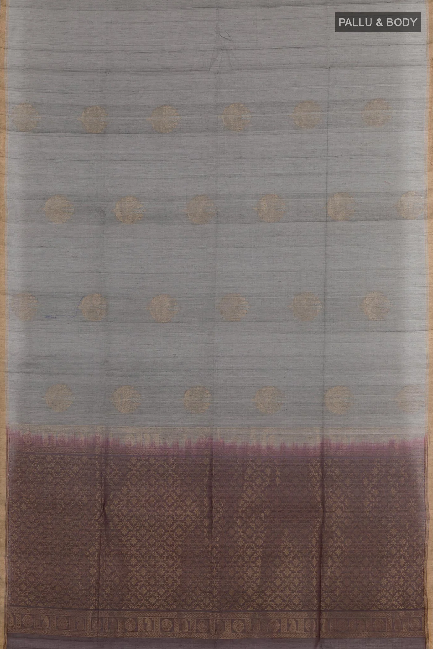 Grey Silk Cotton Saree - Image 3