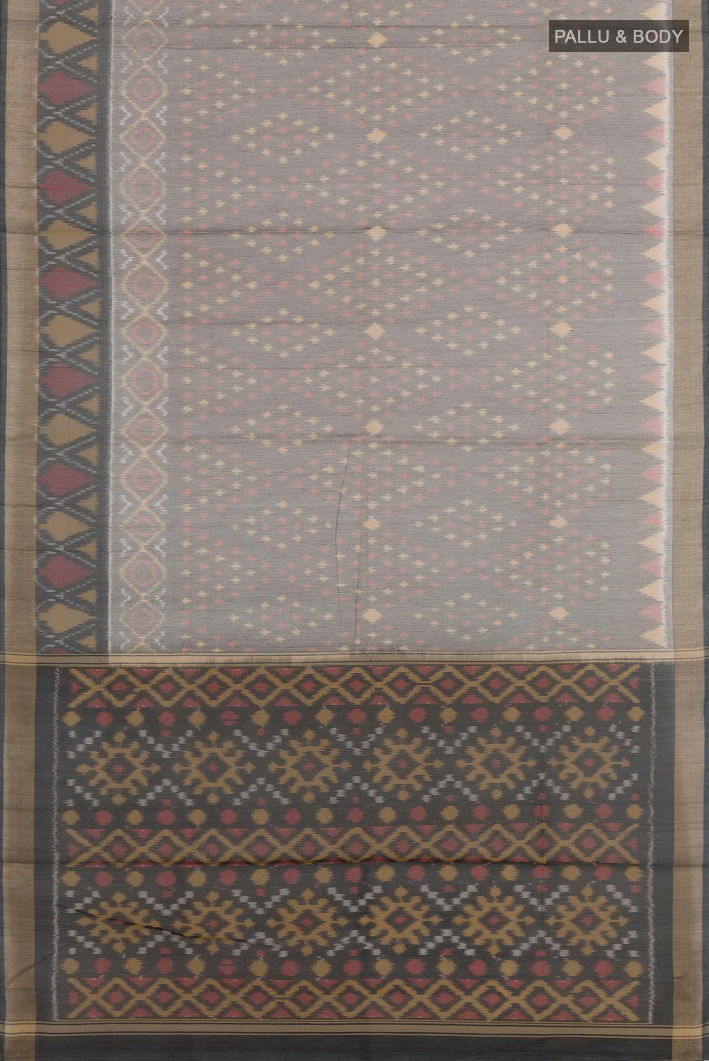 Grey Silk Cotton Saree - Image 3