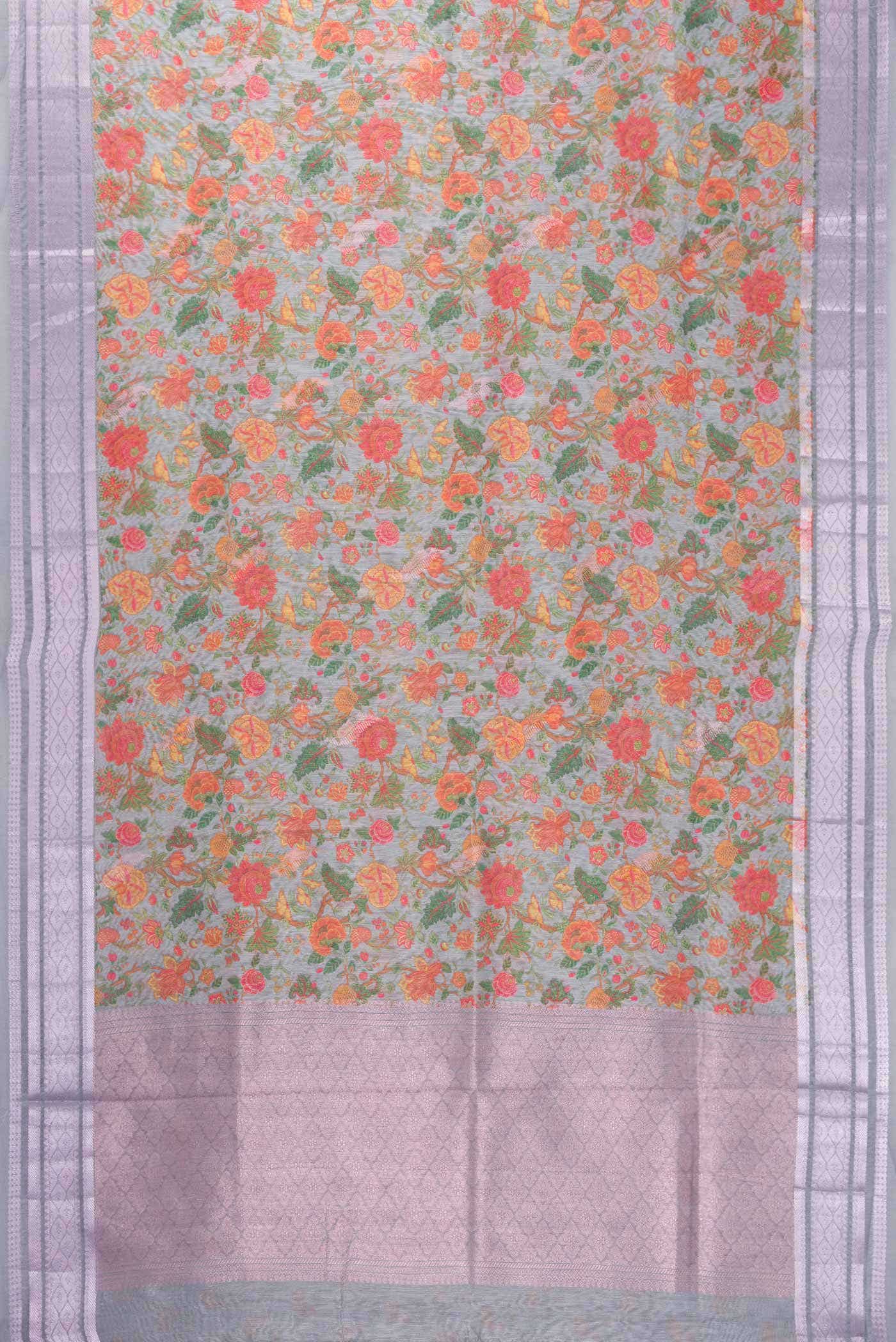 Grey Blended Linen Saree - Image 2