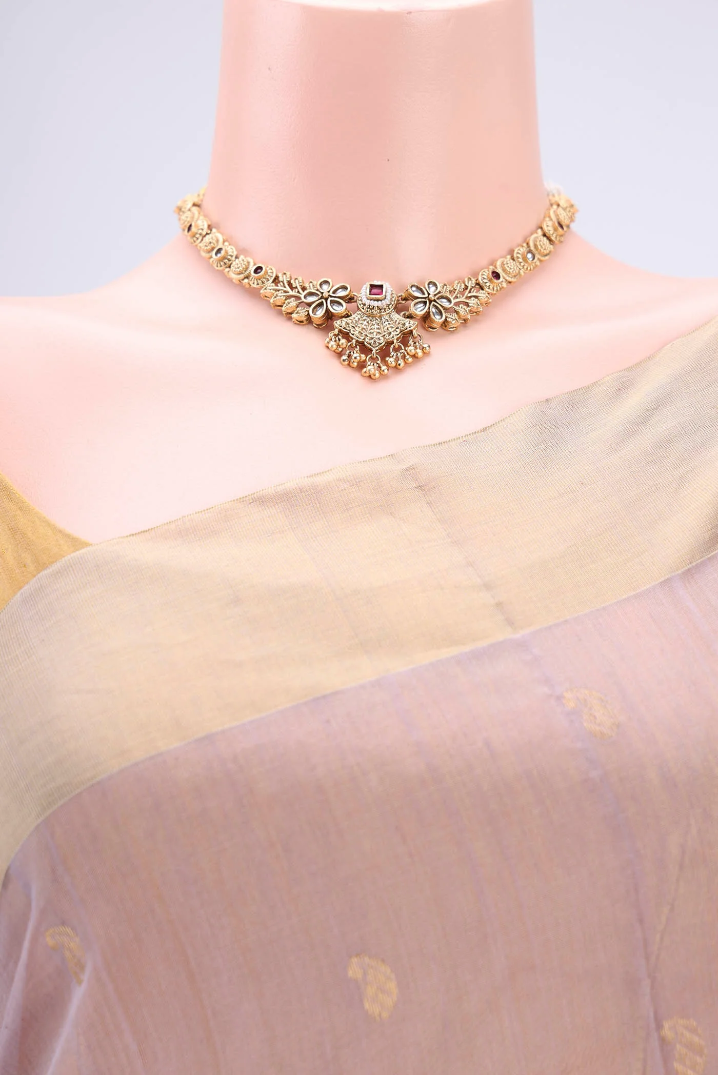 Lilac Chanderi Silk Cotton Saree - Image 2