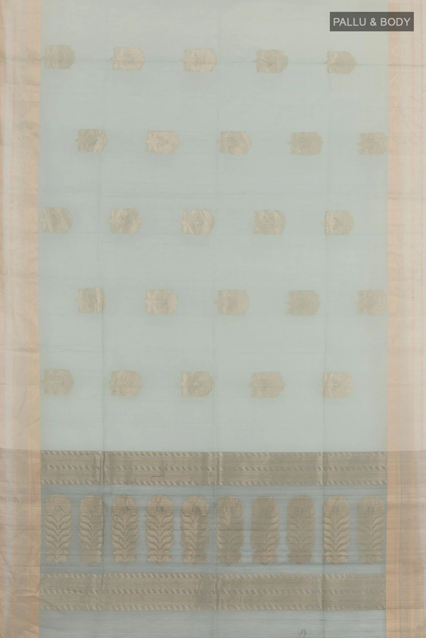 Grey Silk Cotton Saree - Image 3