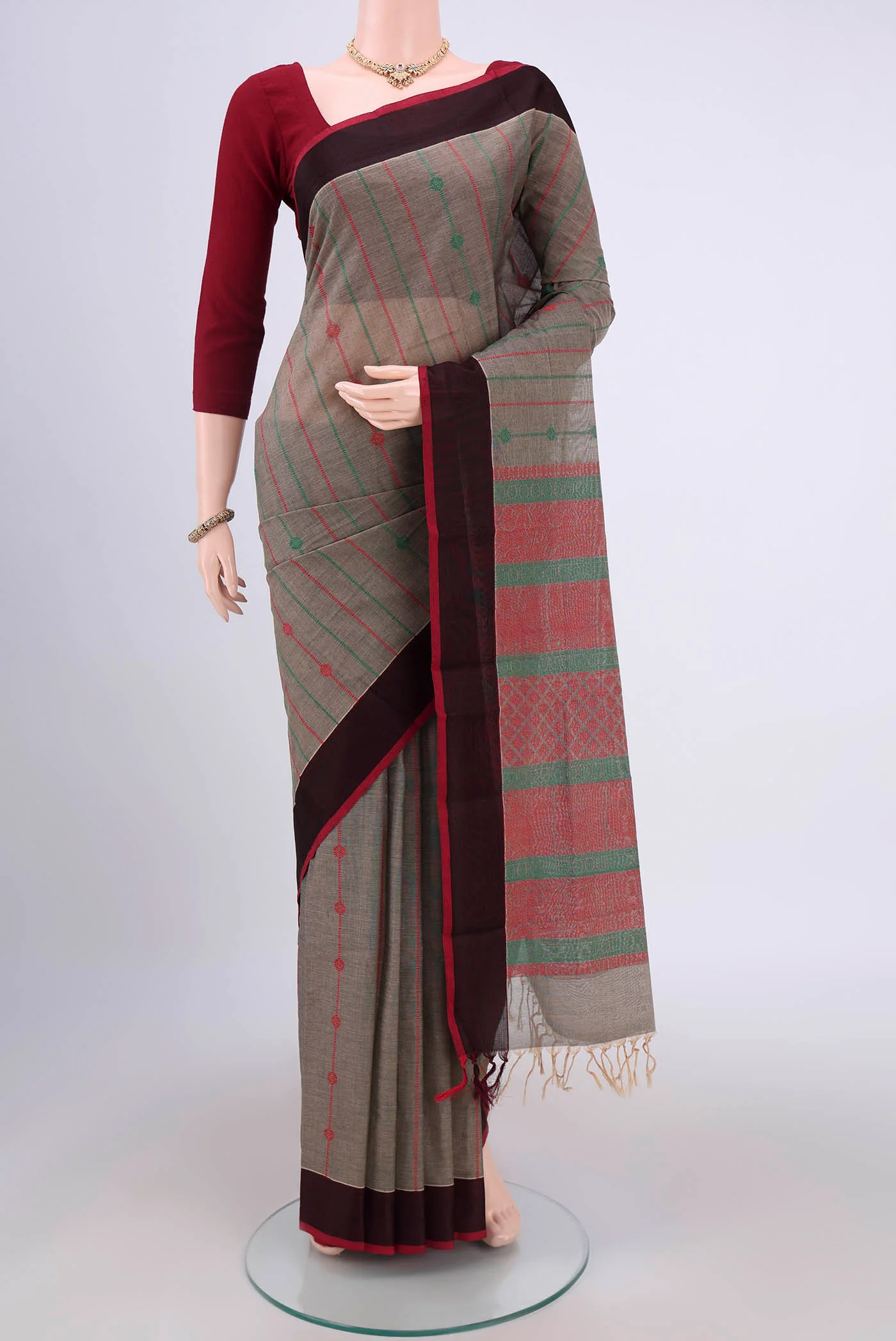 Grey Coimbatore Cotton Saree
