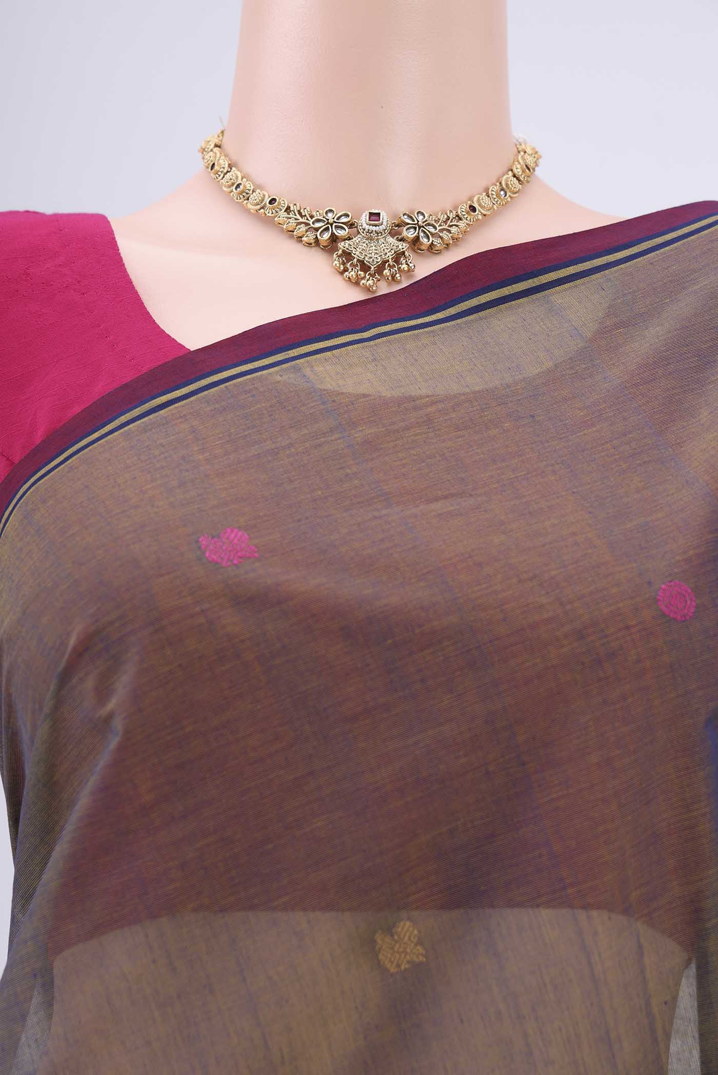 Grey Coimbatore Cotton Saree - Image 2