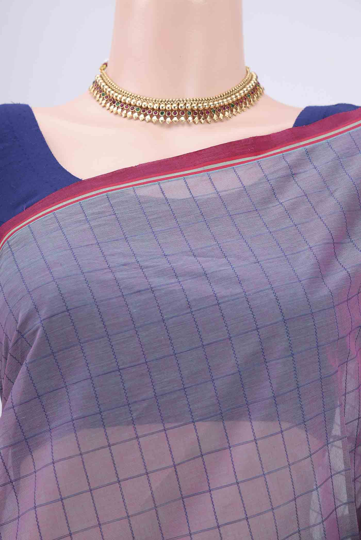 Grey Coimbatore Cotton Saree - Image 2