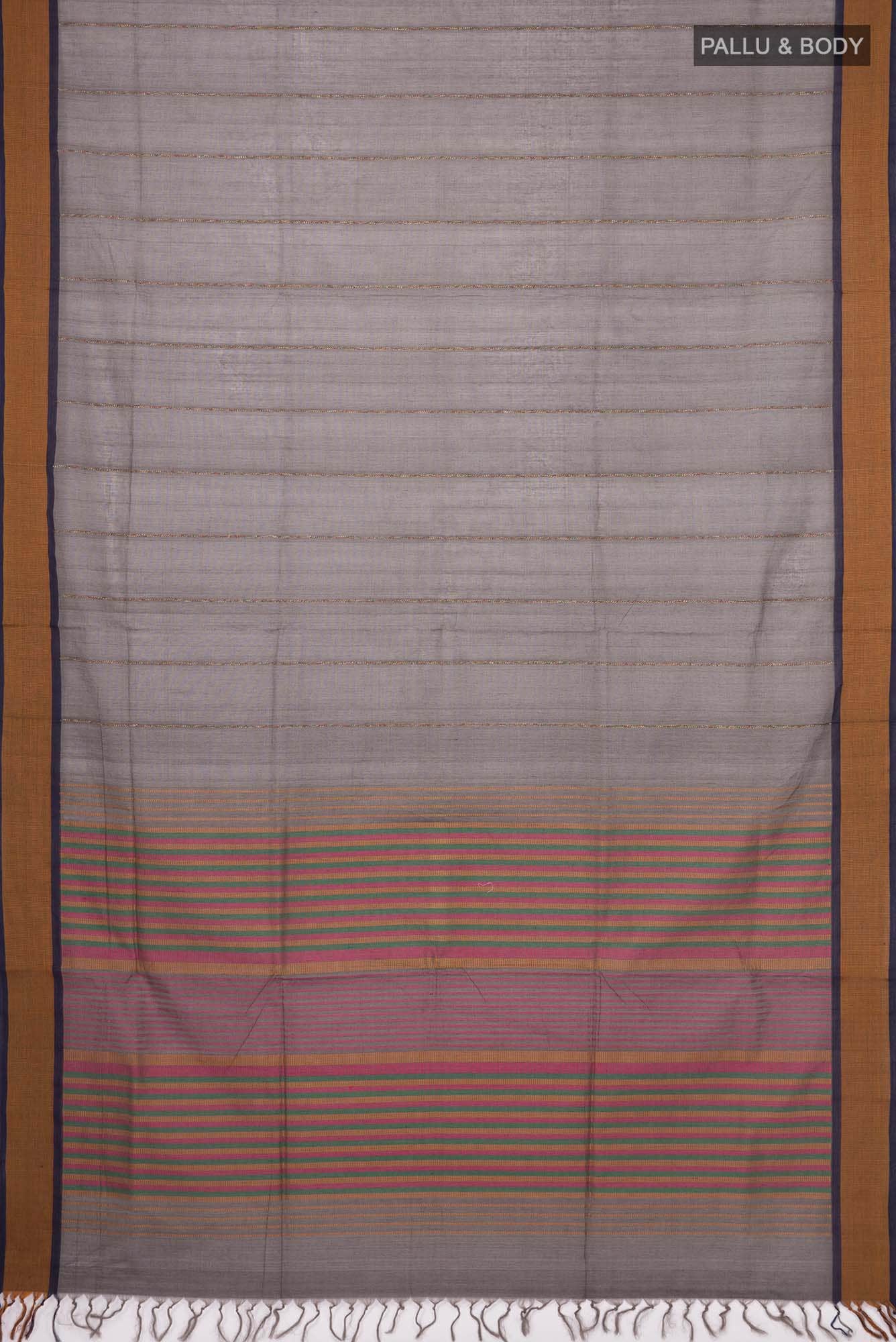 Grey Coimbatore Cotton Saree - Image 2