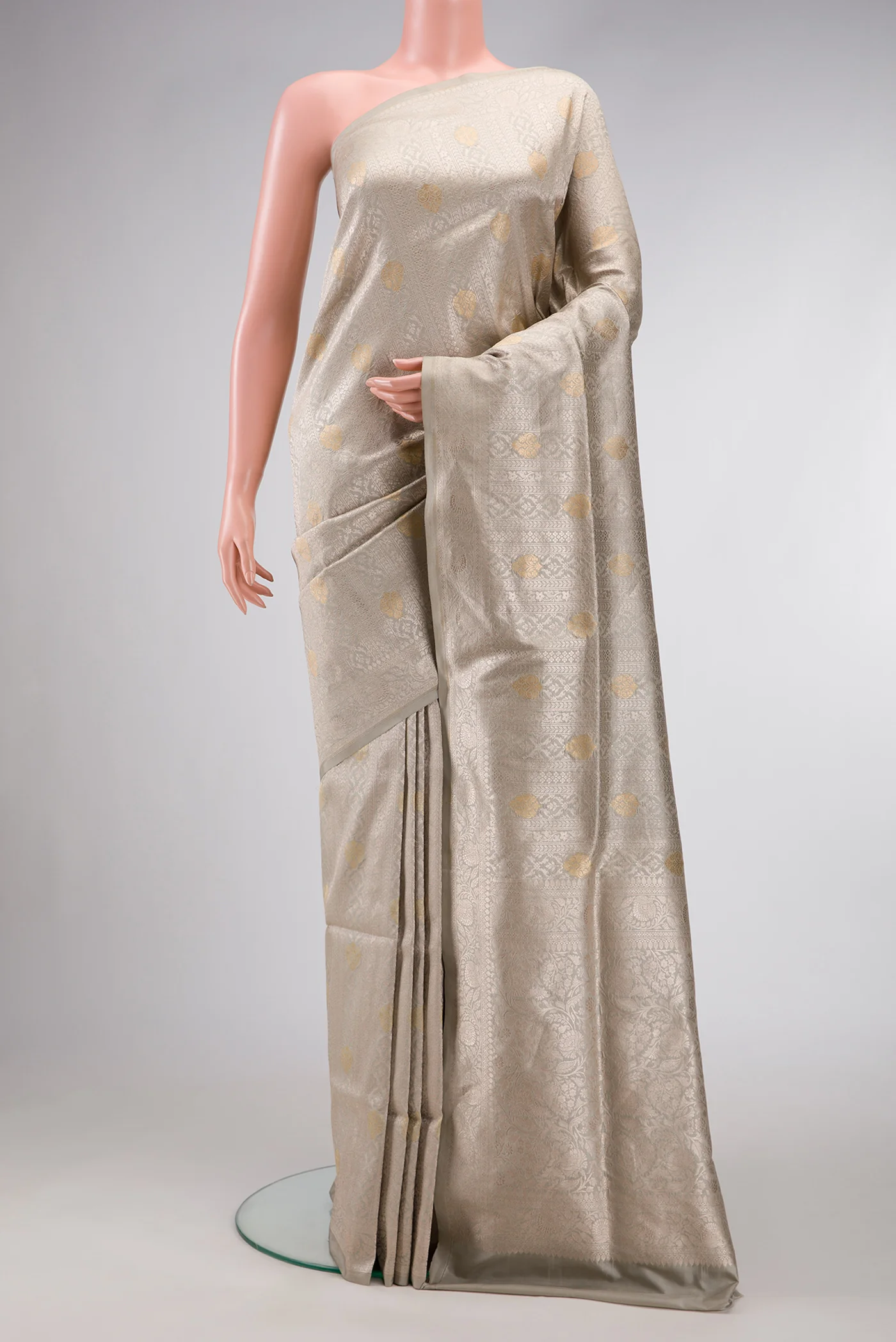 Grey Banarasi Silk Saree