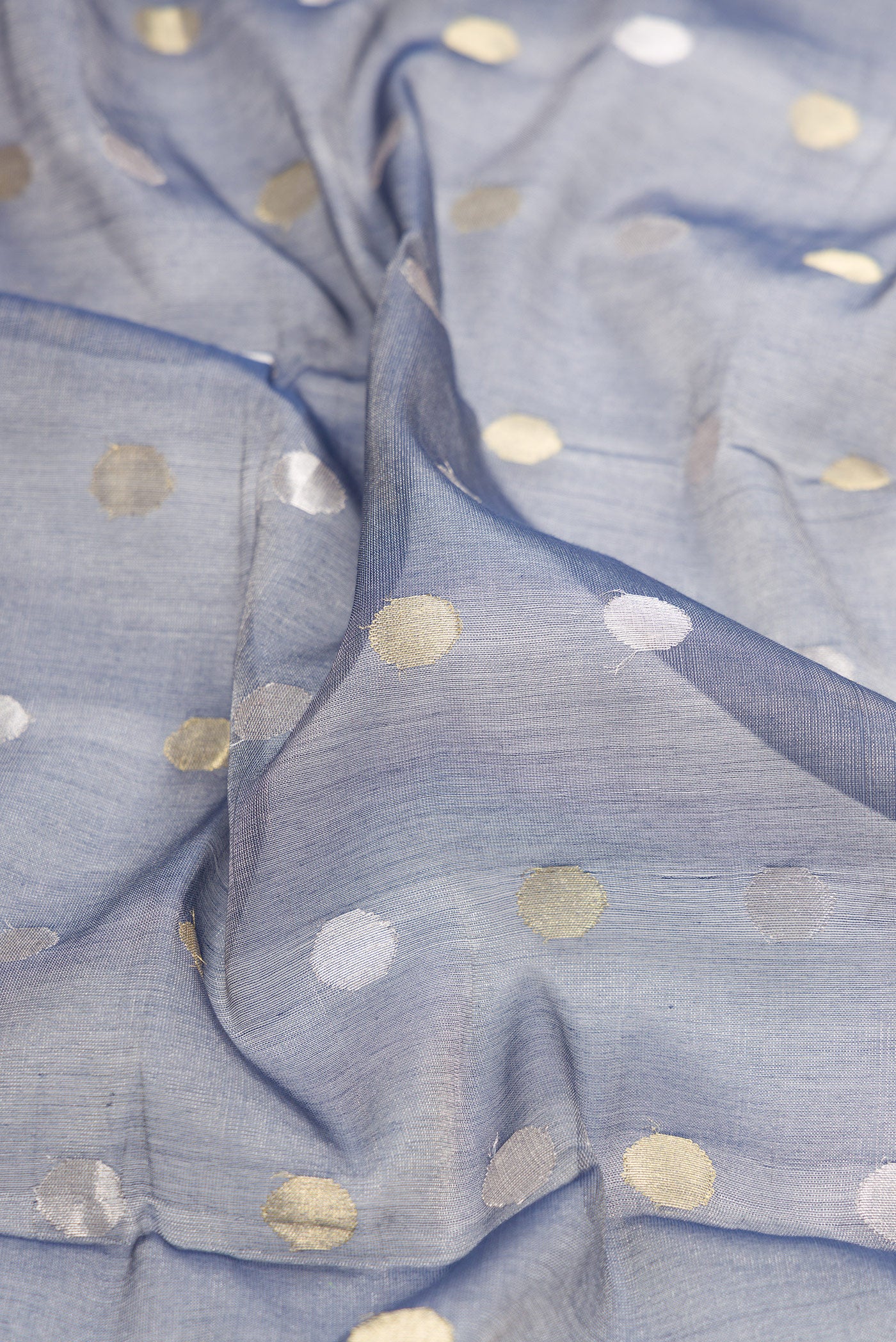 Blue Chanderi Tissue Silk Saree - Image 2