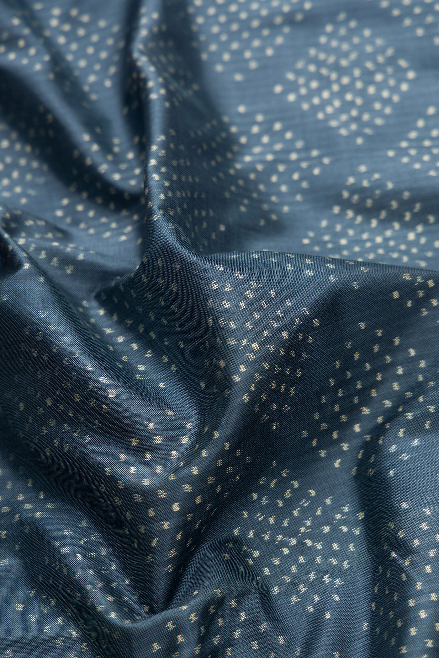 Blue Grey Pochampally Silk Saree - Image 2