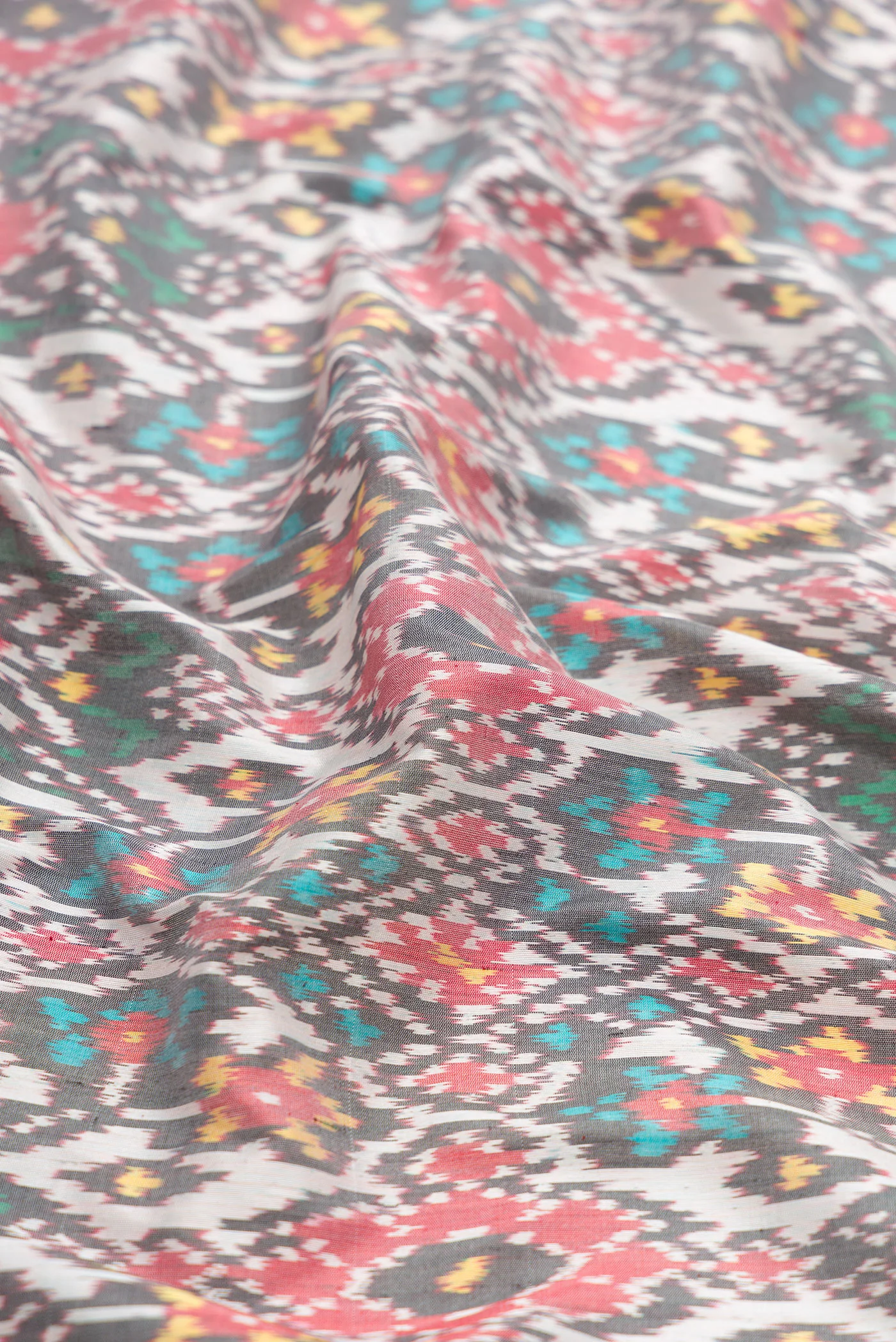 Grey Double Ikat Saree - Image 2