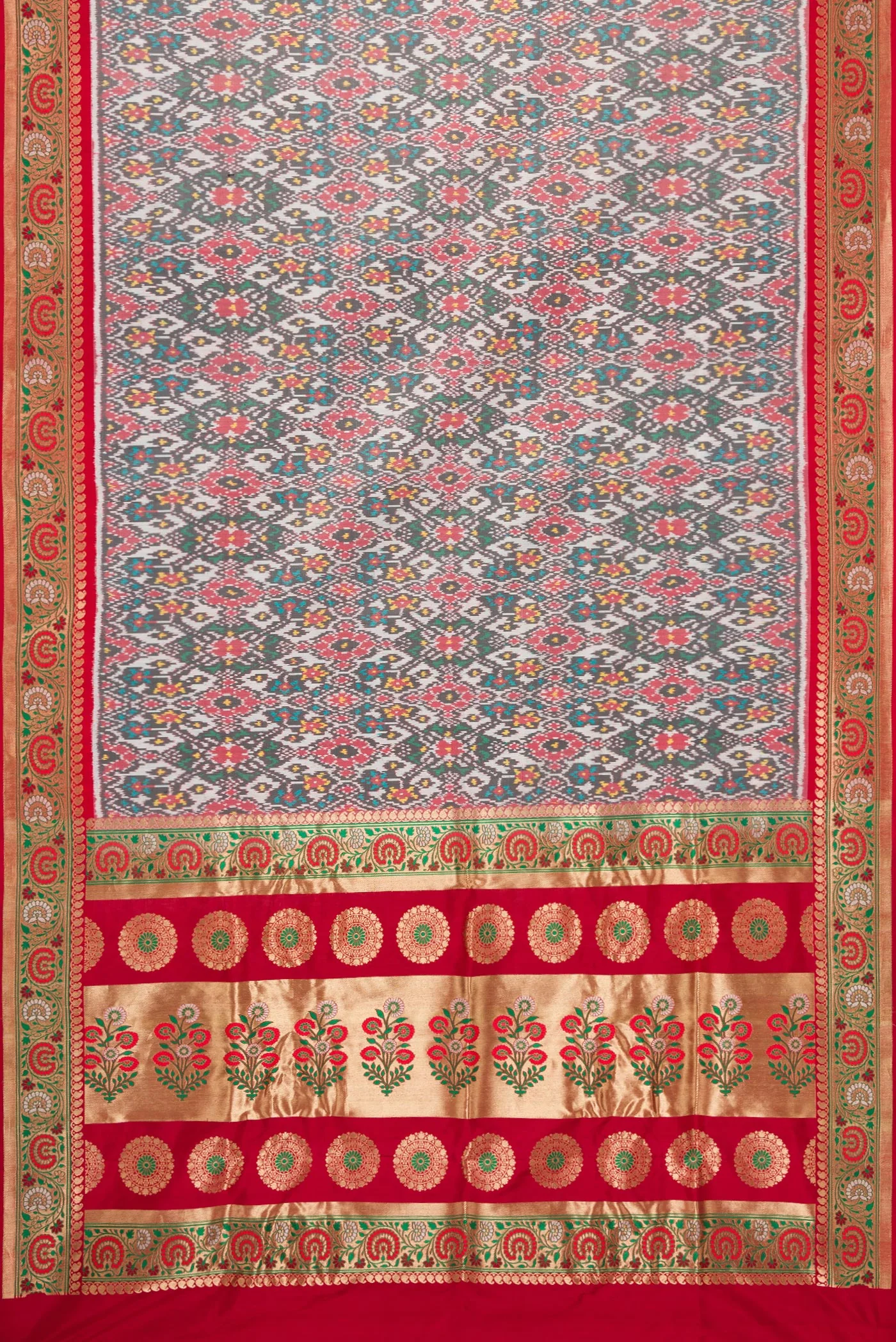 Grey Double Ikat Saree - Image 6