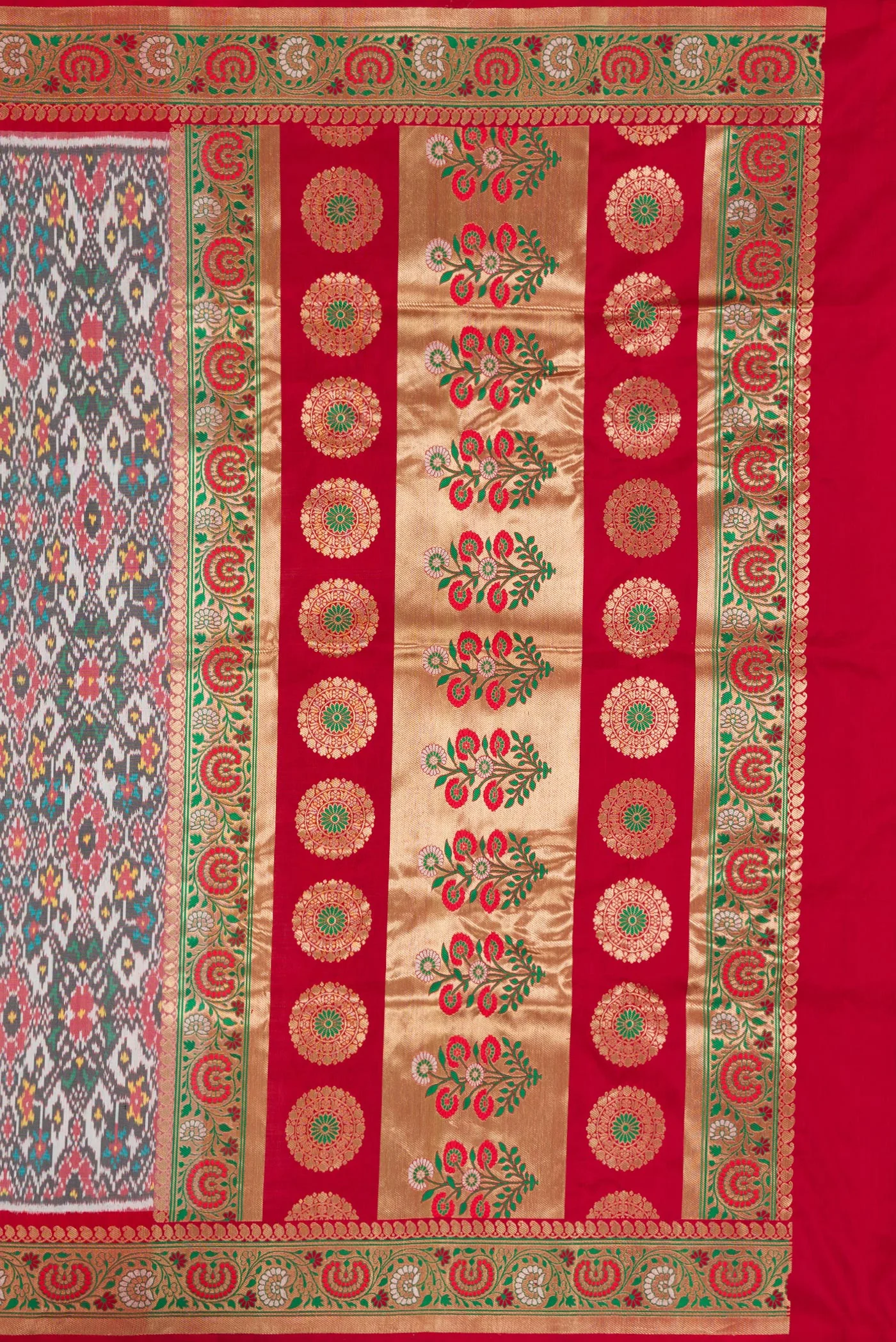 Grey Double Ikat Saree - Image 7