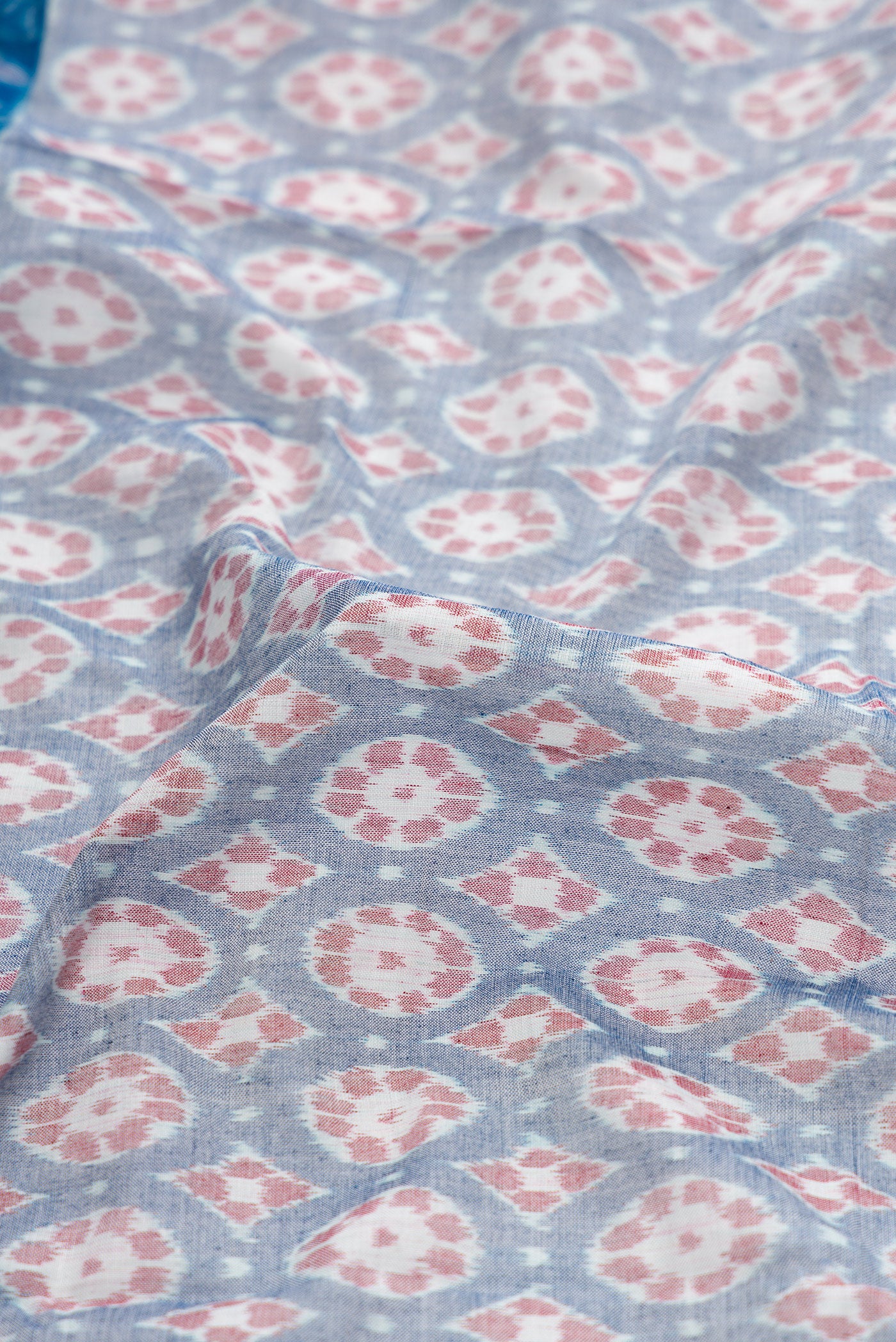 Light Blue Orissa Cotton Saree - Image 2