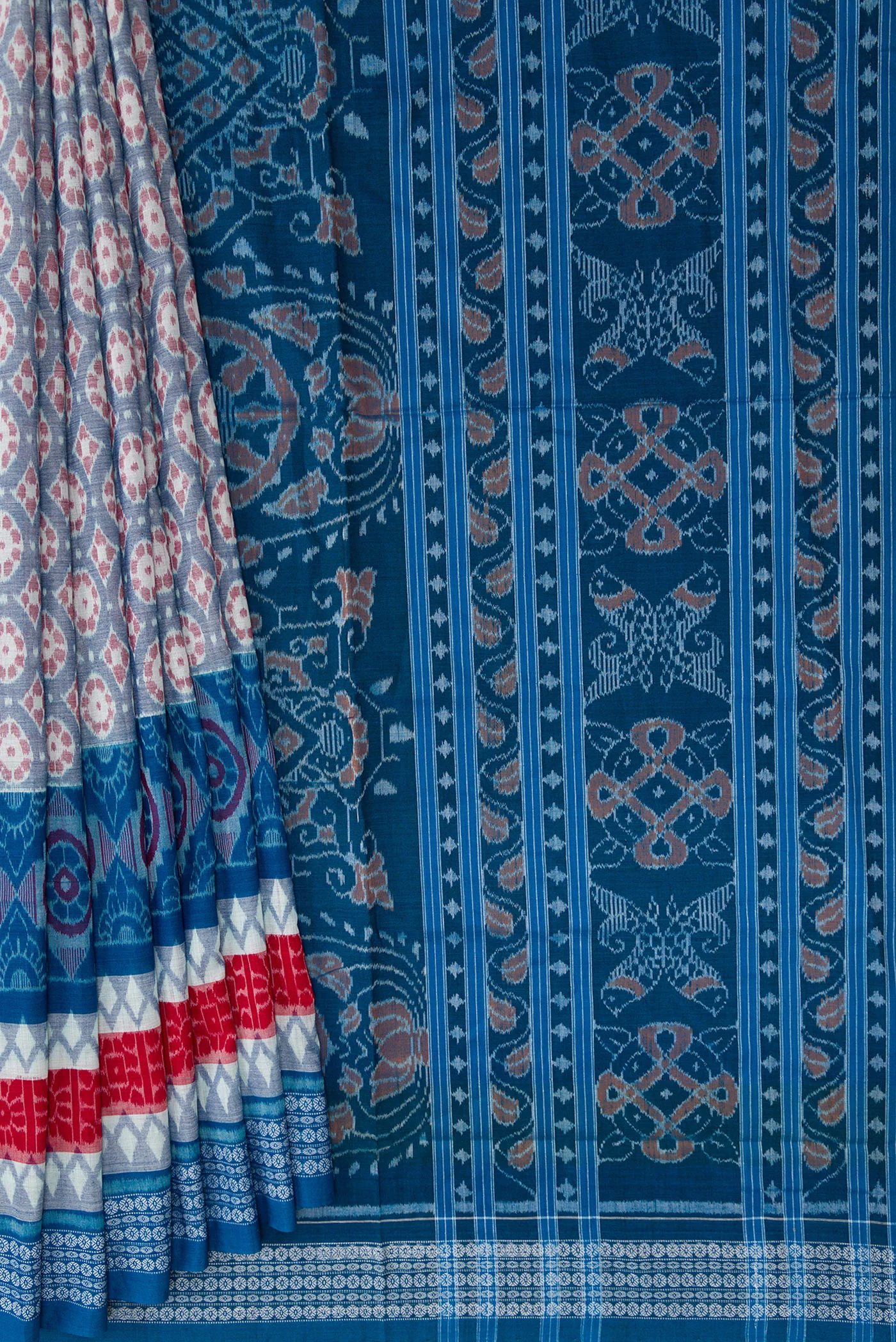 Light Blue Orissa Cotton Saree - Image 4