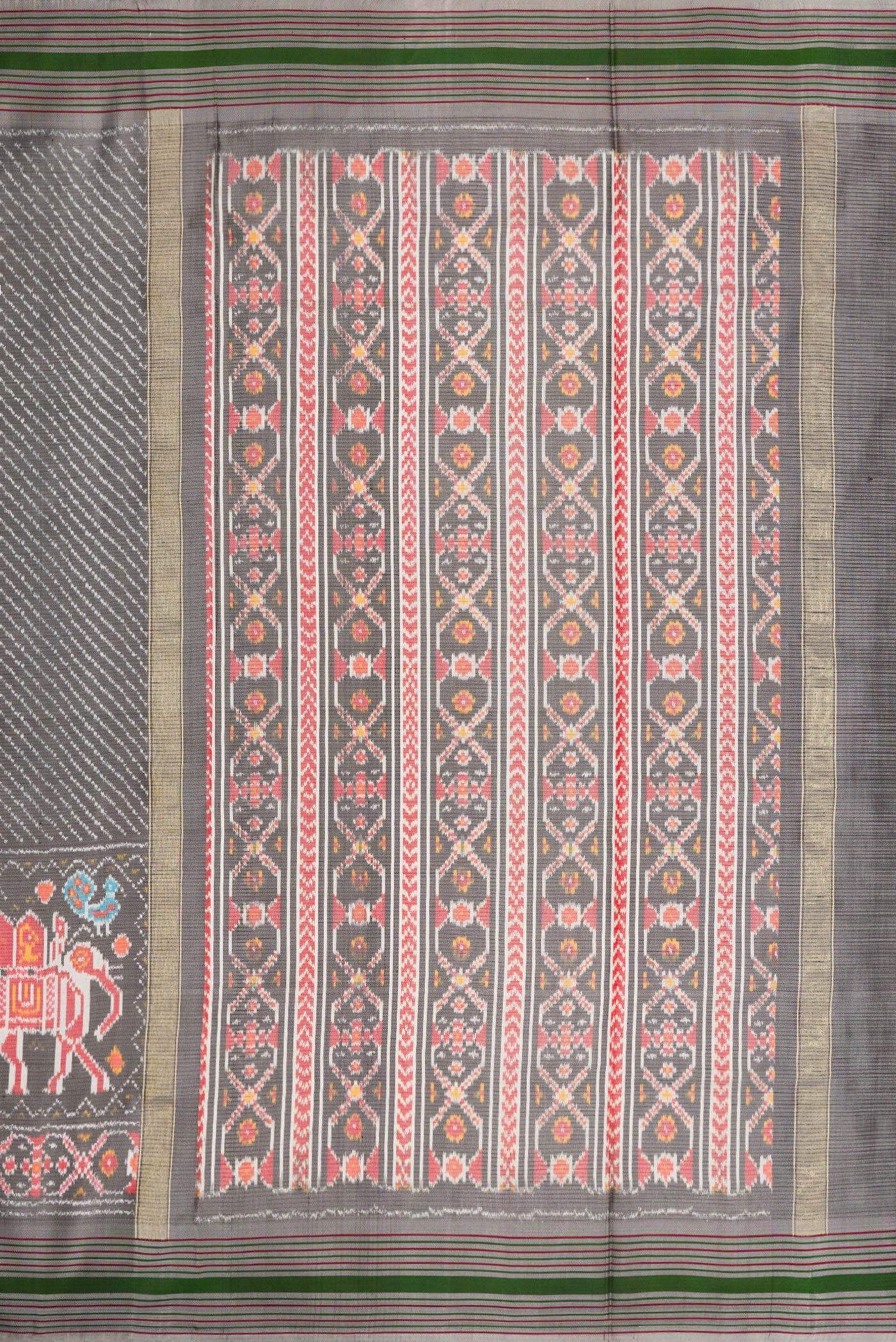 Grey Double Ikat Saree - Image 7