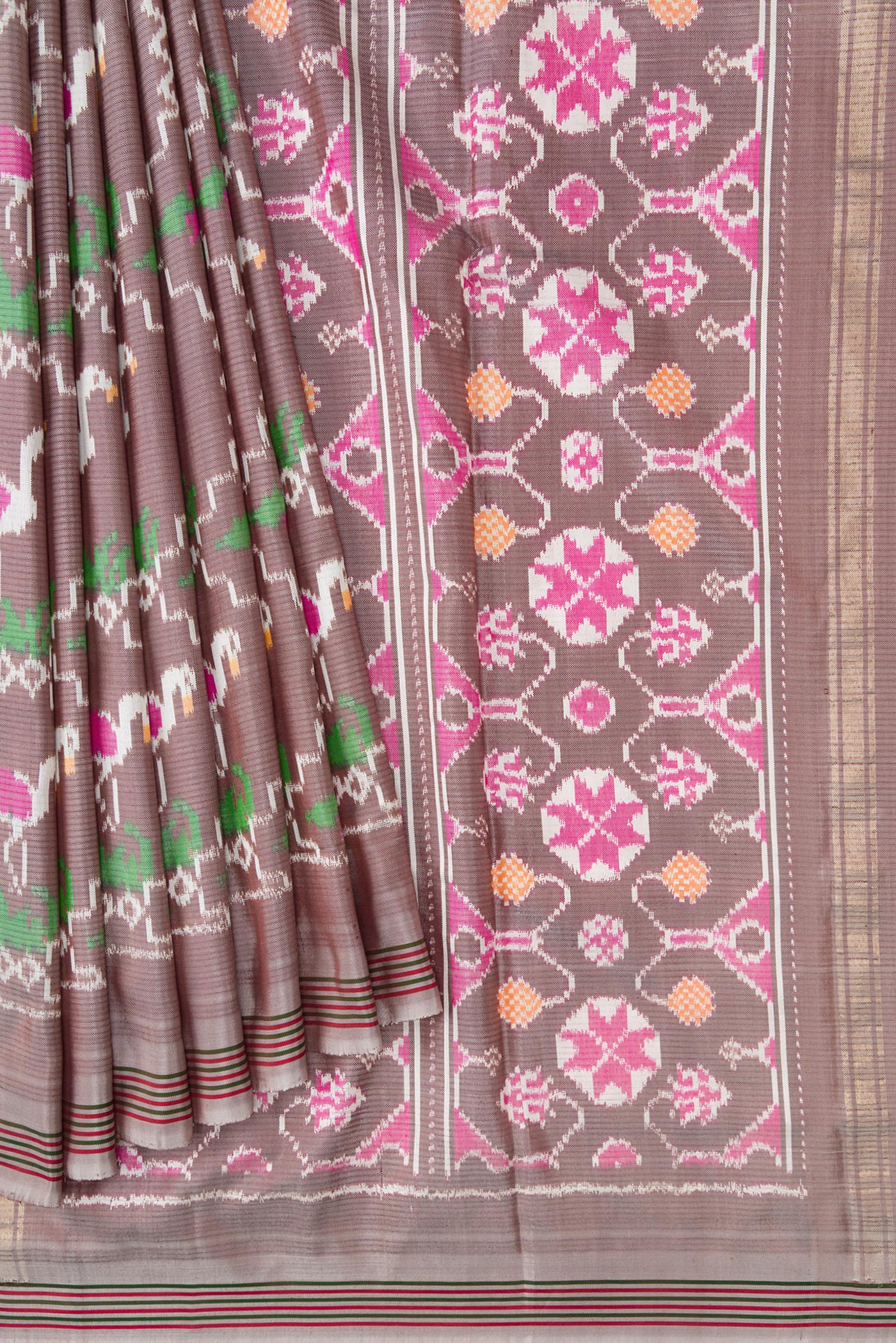 Mauve Double Ikat Saree - Image 4