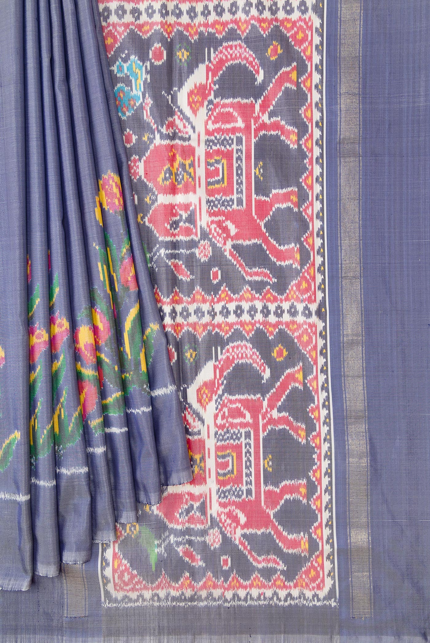 Maya Blue Double Ikat Saree - Image 4