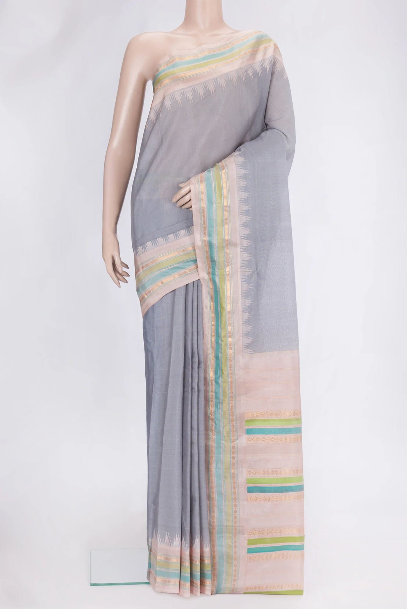 Grey Gadwal Silk Cotton Saree