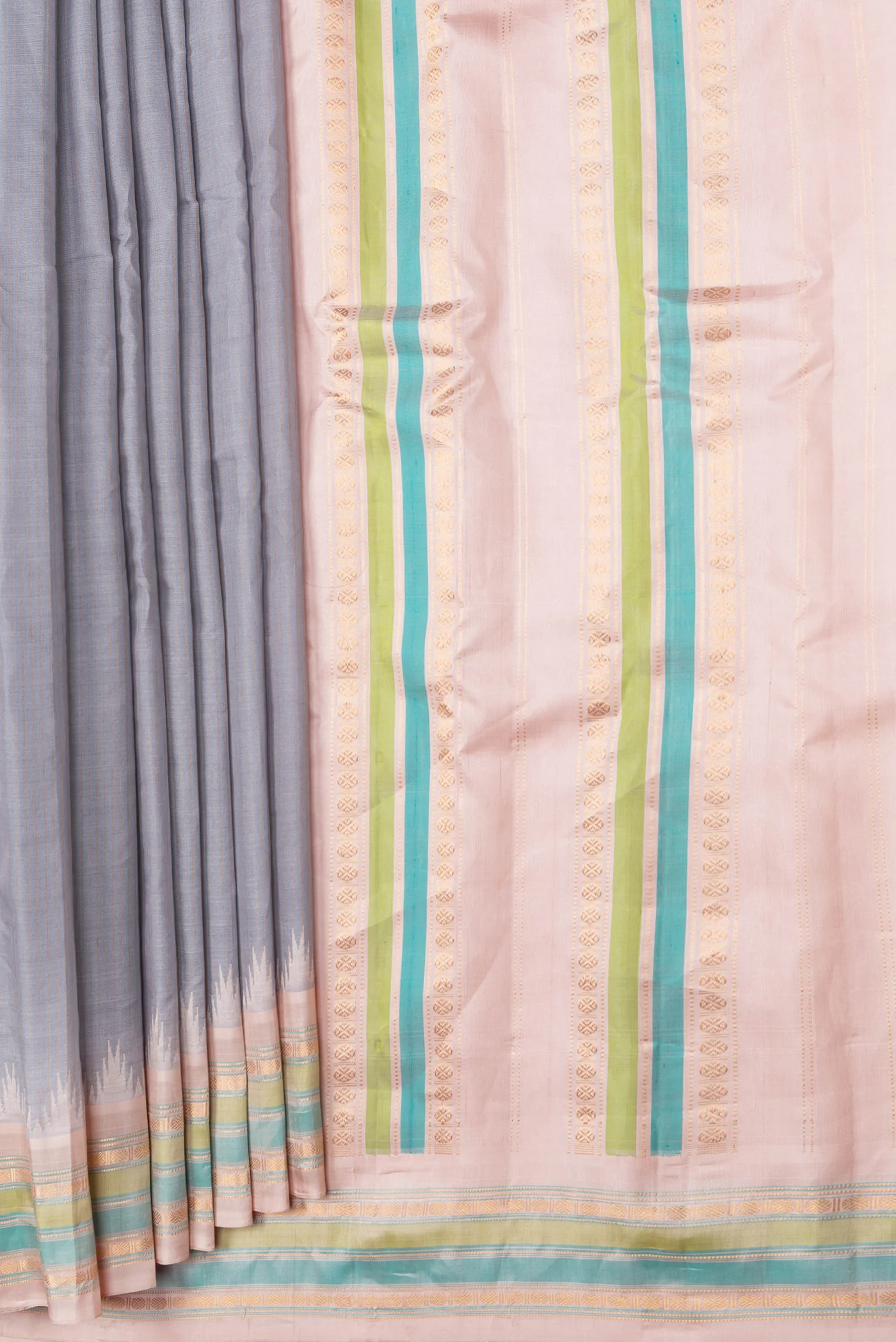 Grey Gadwal Silk Cotton Saree - Image 4