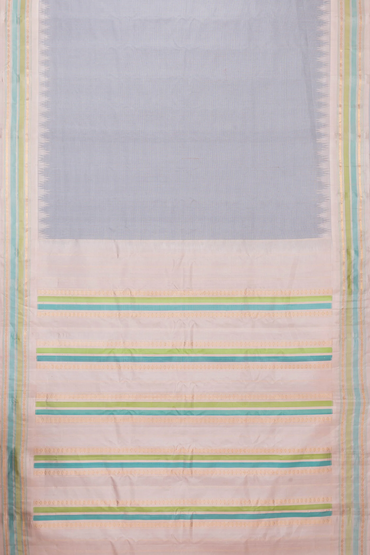 Grey Gadwal Silk Cotton Saree - Image 6