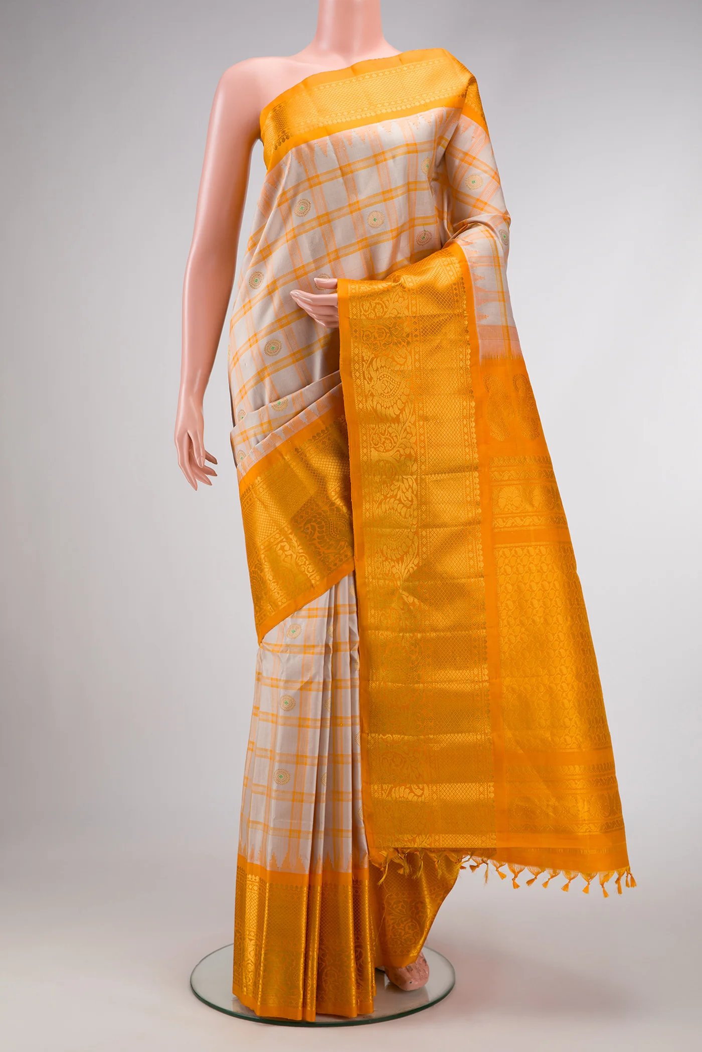 Grey Gadwal Silk Saree