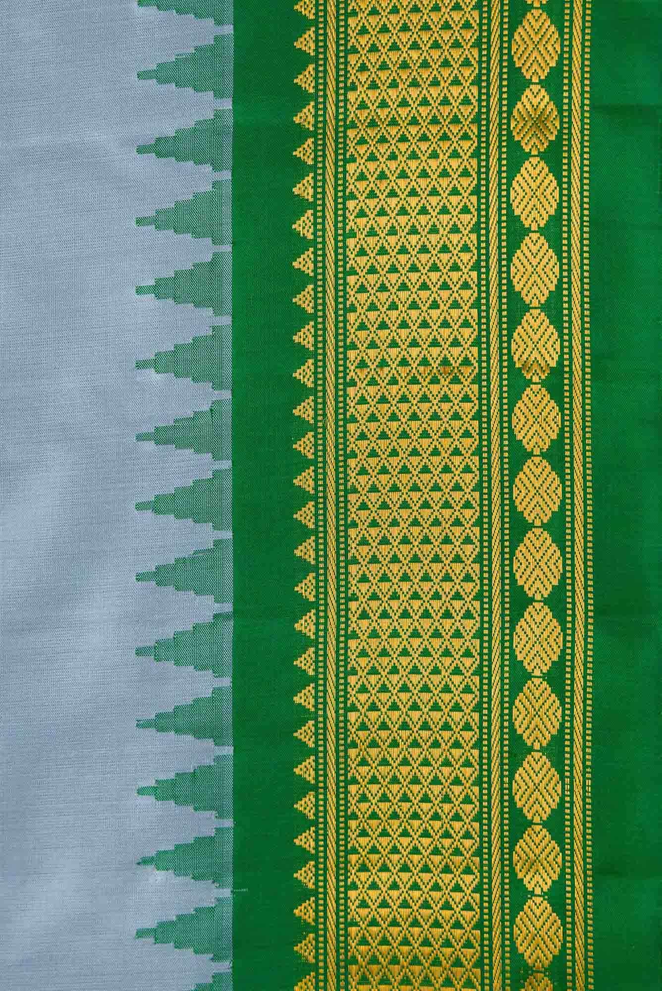 Grey Dual Tone Gadwal Silk Saree - Image 5