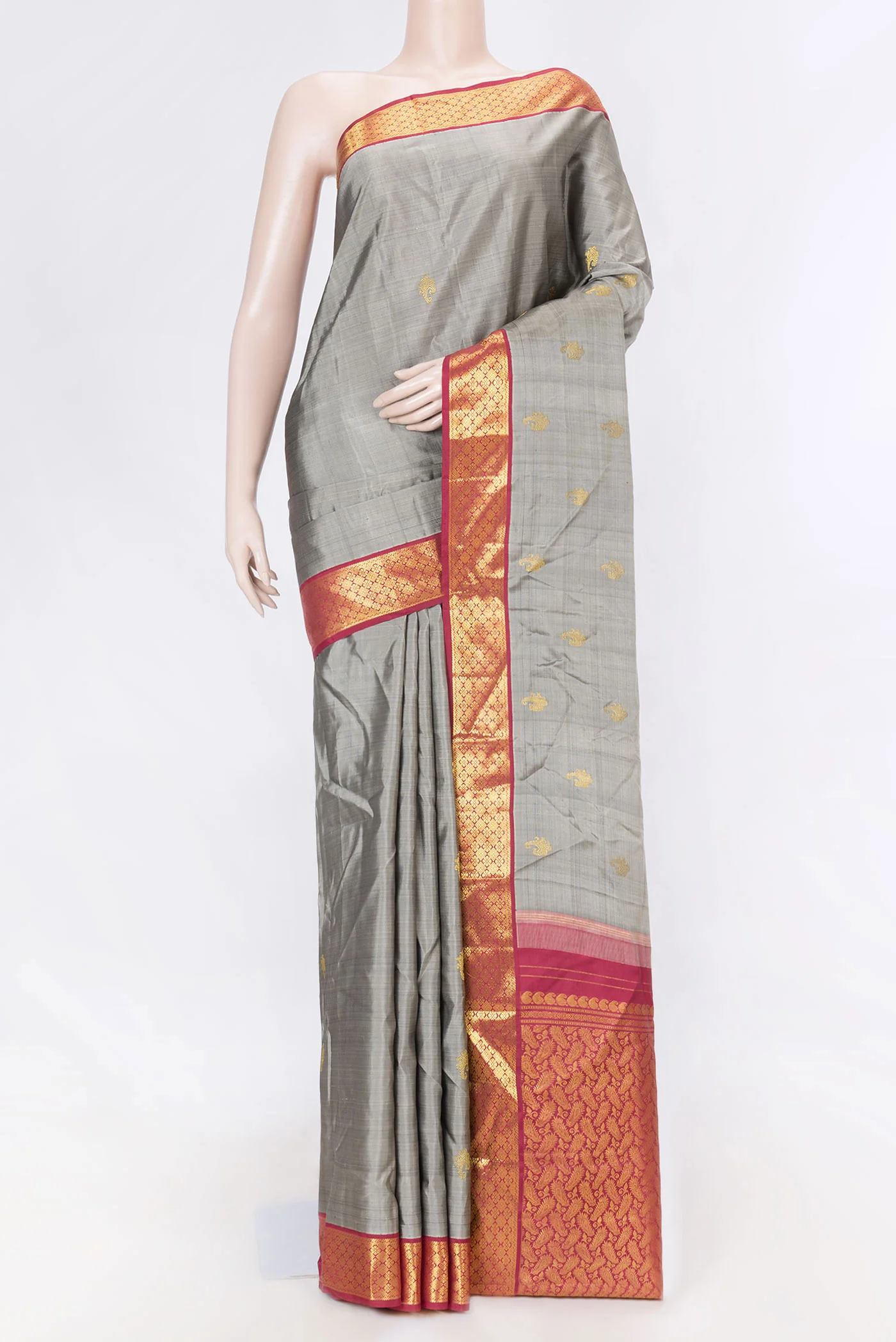 Grey Dual Tone Kanjivaram Saree