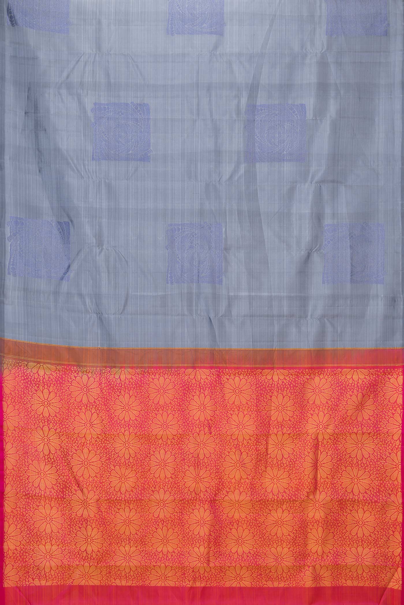 Grey Dual Tone Kanchipuram Saree - Image 6