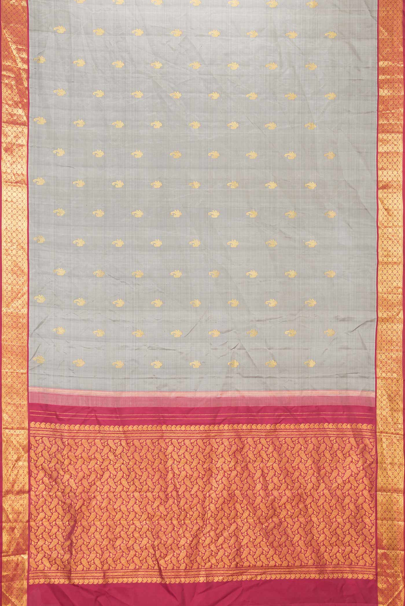 Grey Dual Tone Kanjivaram Saree - Image 6