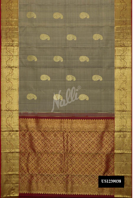 Grey Dual Tone Kanchipuram Silk Saree